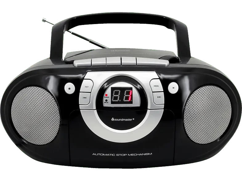 Soundmaster SCD51000SW CD Boombox mit UKW Radio und Kassettenspieler, Schwarz; CD Radio