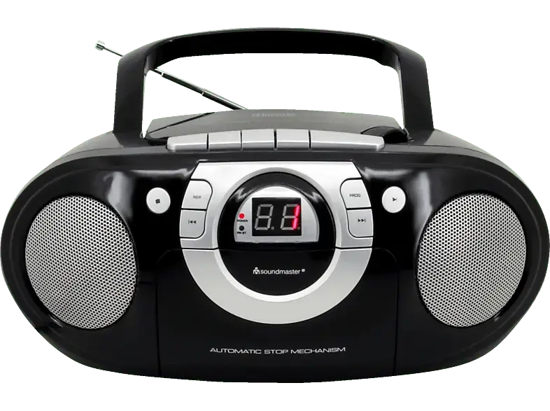 Soundmaster SCD51000SW CD Boombox mit UKW Radio und Kassettenspieler, Schwarz; CD Radio