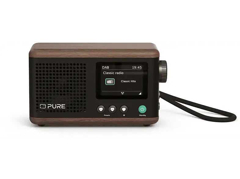 Pure Classic Mini - Das charmante tragbare Digitalradio, Kaffee Schwarz/Walnuss; DAB+ Radio