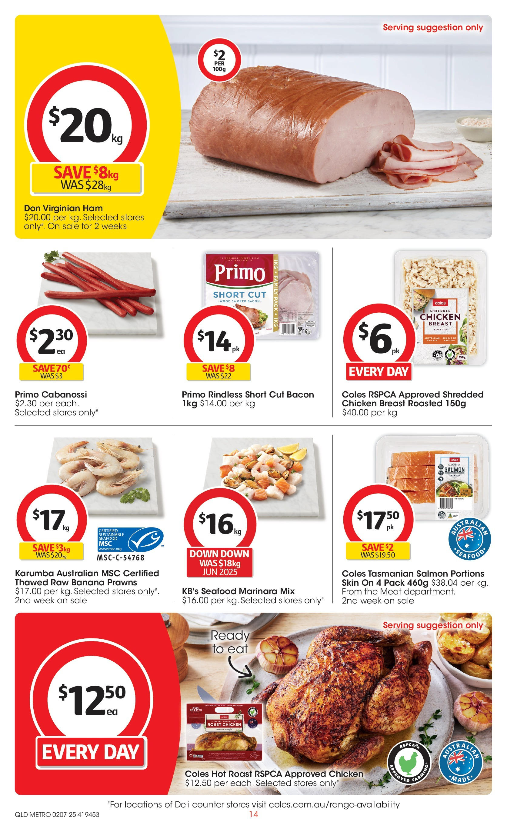 ﻿﻿Coles catalogue valid from 02/07/2025 > Online Australia | Page: 14 | Products: Bacon, Ham, Prawns, Sustainable