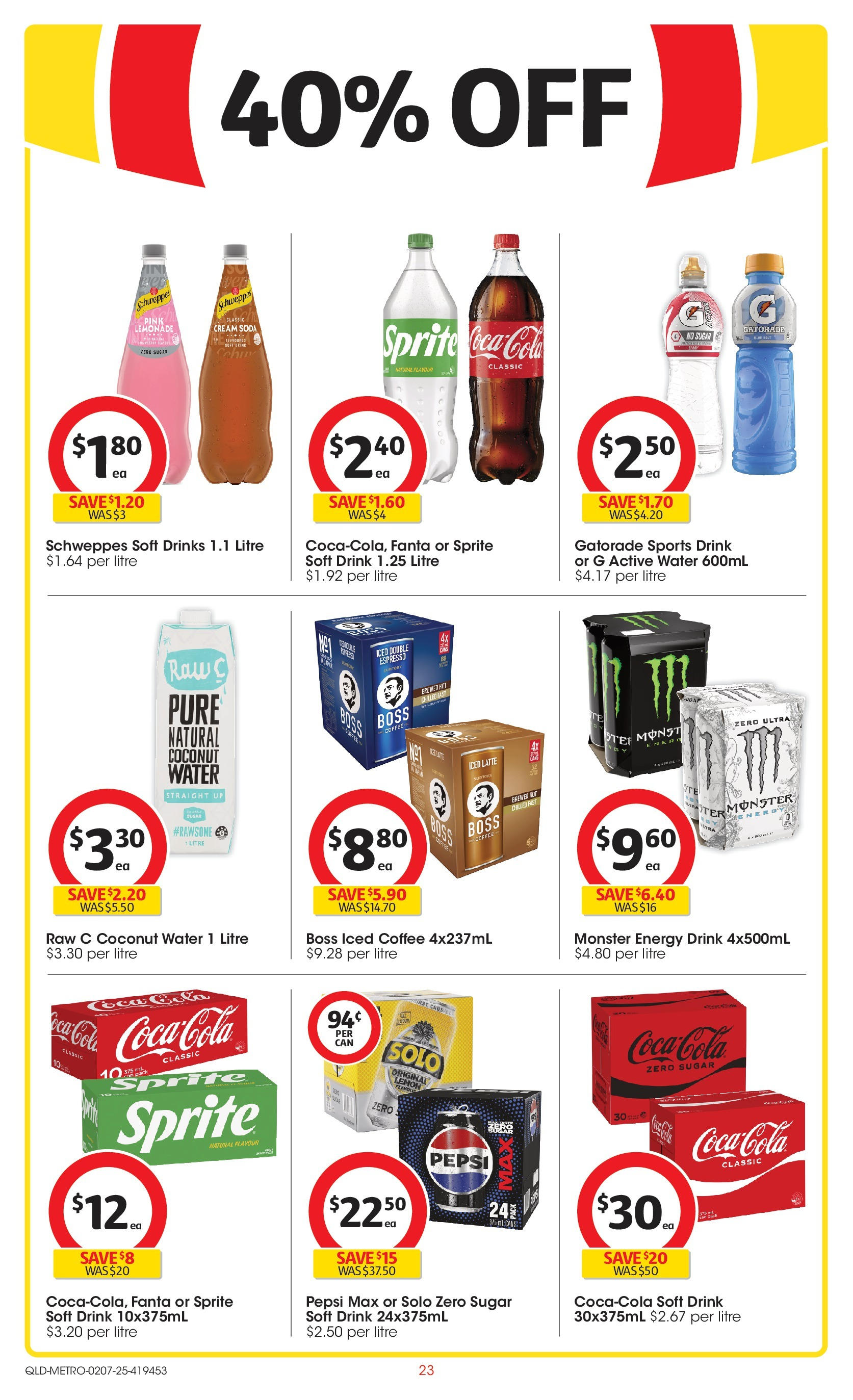 ﻿﻿Coles catalogue valid from 02/07/2025 > Online Australia | Page: 23 | Products: Energy drink, Coca Cola, Sugar, Pepsi Max
