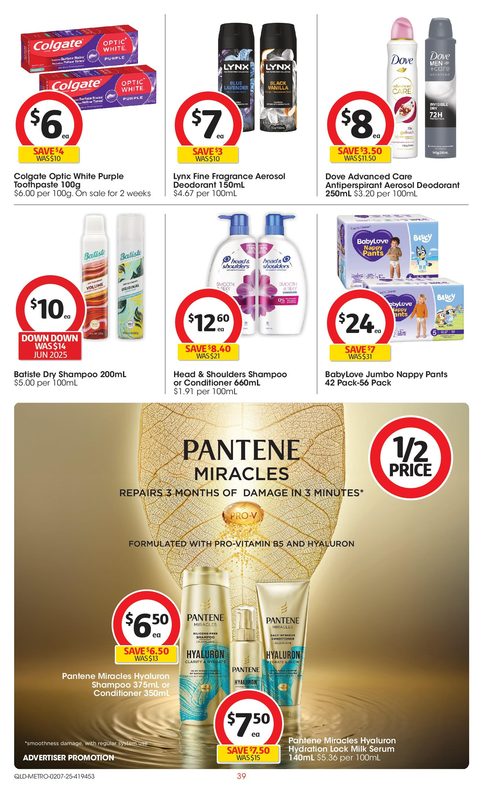 ﻿﻿Coles catalogue valid from 02/07/2025 > Online Australia | Page: 39 | Products: Conditioner, Deodorant, Antiperspirant, Pants