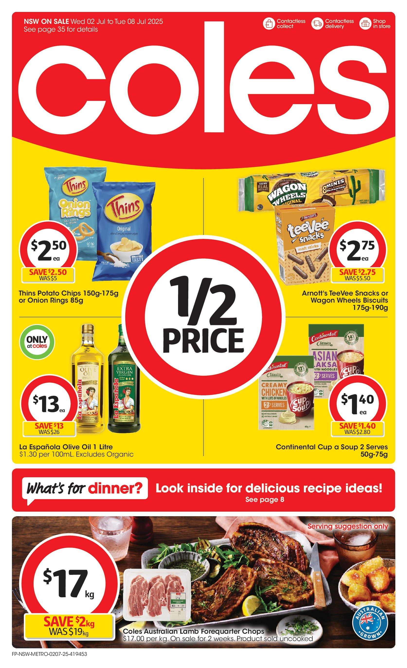 ﻿﻿Coles catalogue valid from 02/07/2025 > Online Australia | Page: 1 | Products: Oil, Chicken, Lamb, Noodles