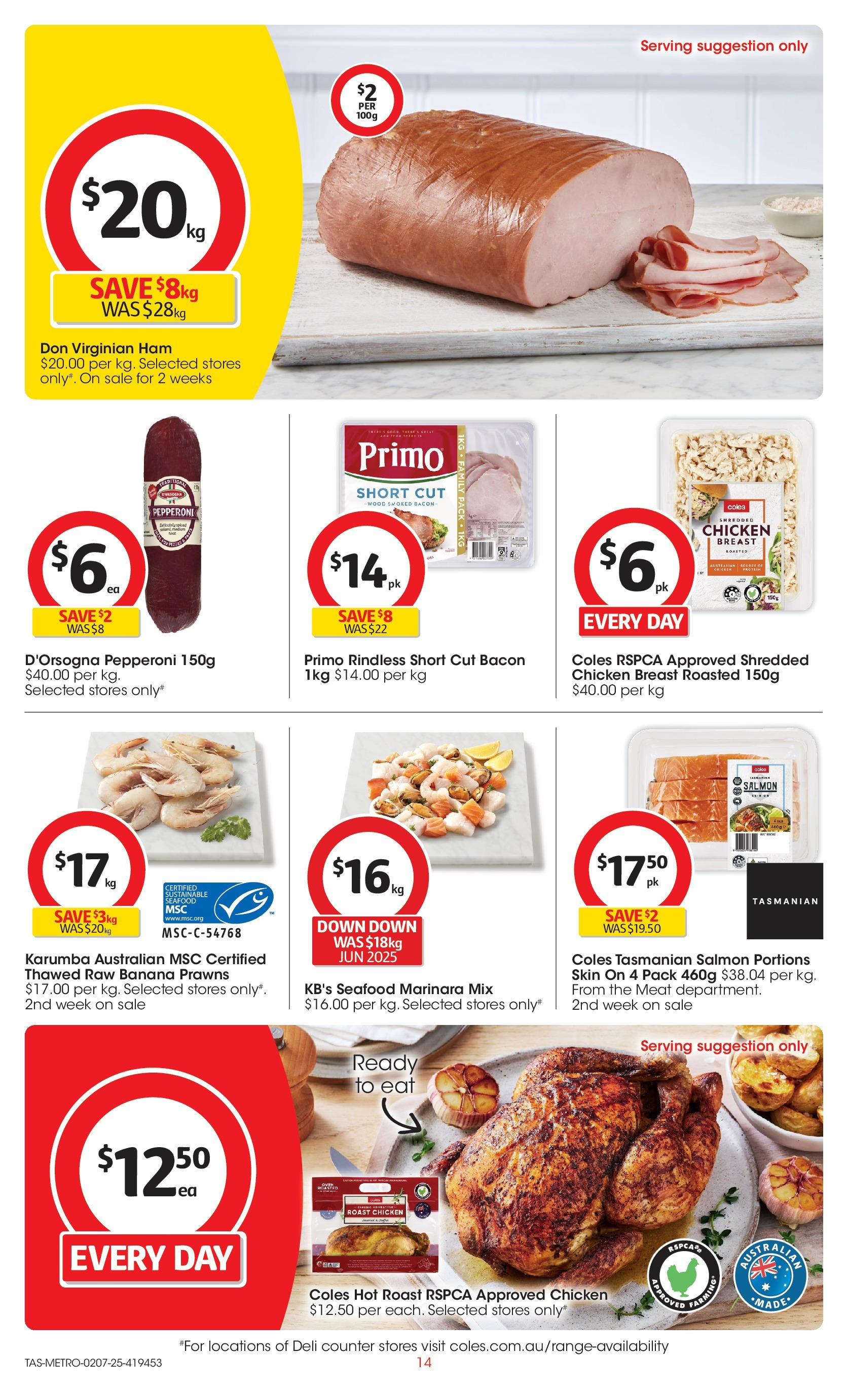 ﻿﻿Coles catalogue valid from 02/07/2025 > Online Australia | Page: 14 | Products: Chicken, Meat, Salmon, Sustainable