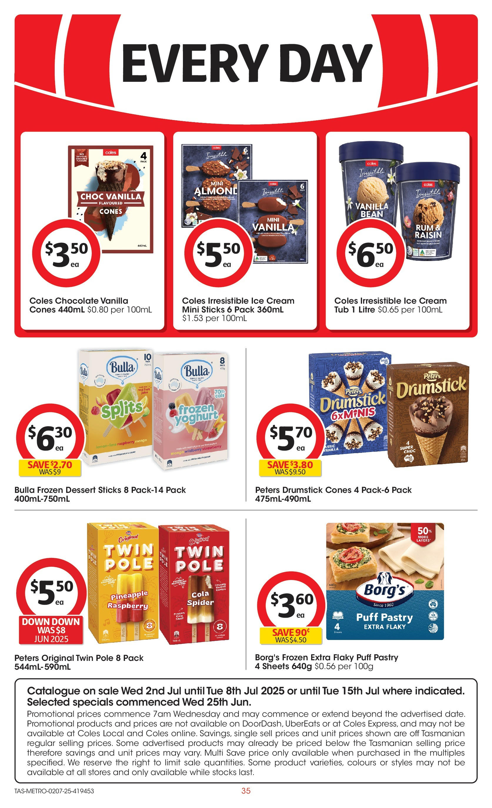 ﻿﻿Coles catalogue valid from 02/07/2025 > Online Australia | Page: 35 | Products: Cream, Pastry, Ice cream, Raspberry