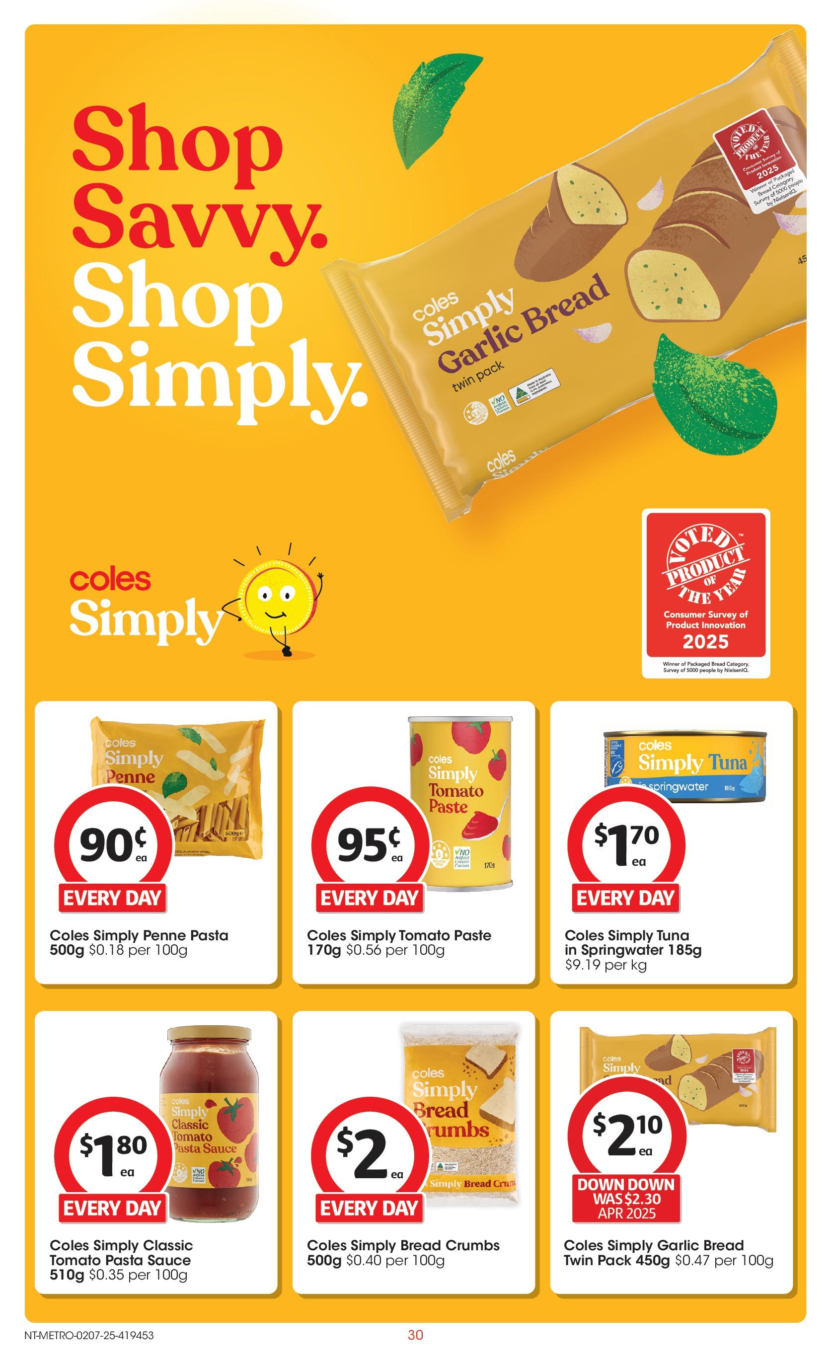 ﻿﻿Coles catalogue valid from 02/07/2025 > Online Australia | Page: 30 | Products: Bread, Pasta, Sauce, Garlic