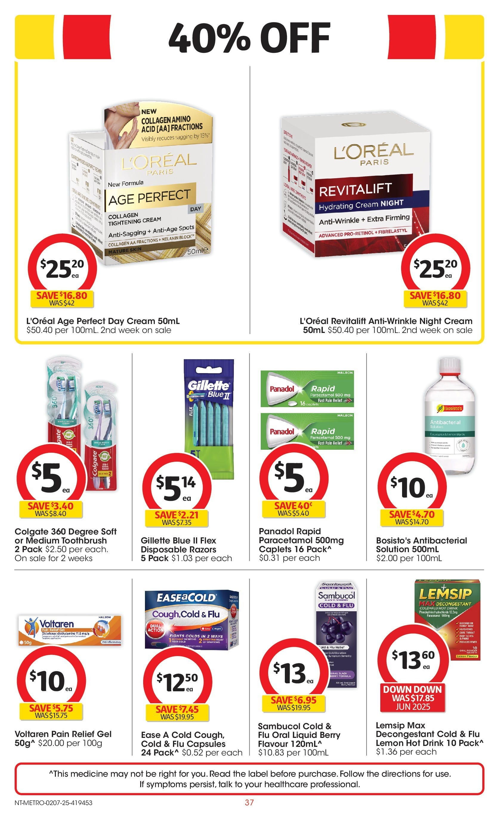 ﻿﻿Coles catalogue valid from 02/07/2025 > Online Australia | Page: 37 | Products: Cream, Toothbrush, Night cream, Pain relief