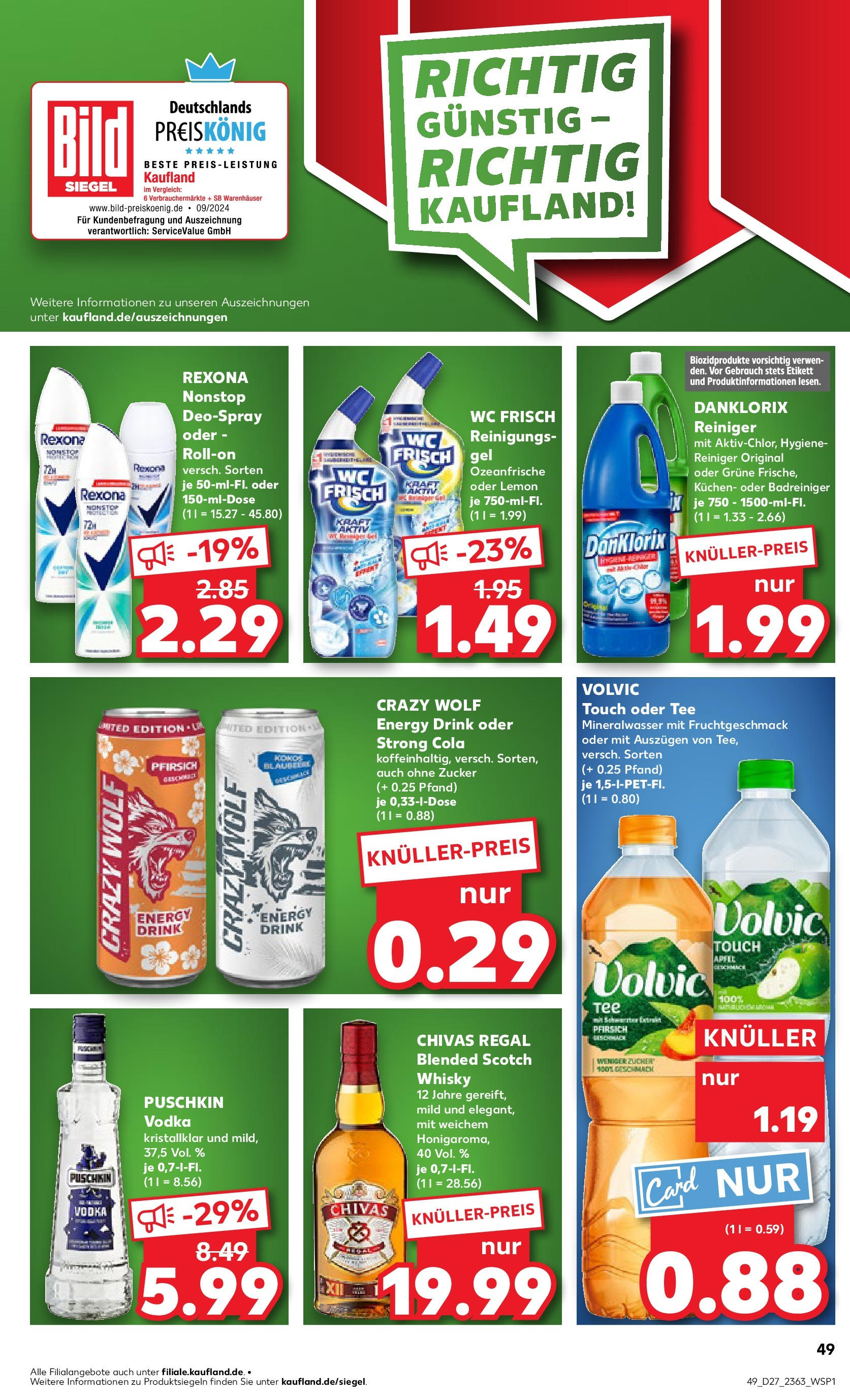 Prospekt Kaufland ab 03.07.2025 » Angebote Online zum Blättern | Seite: 49 | Produkte: Regal, Volvic touch, Deospray, Vodka