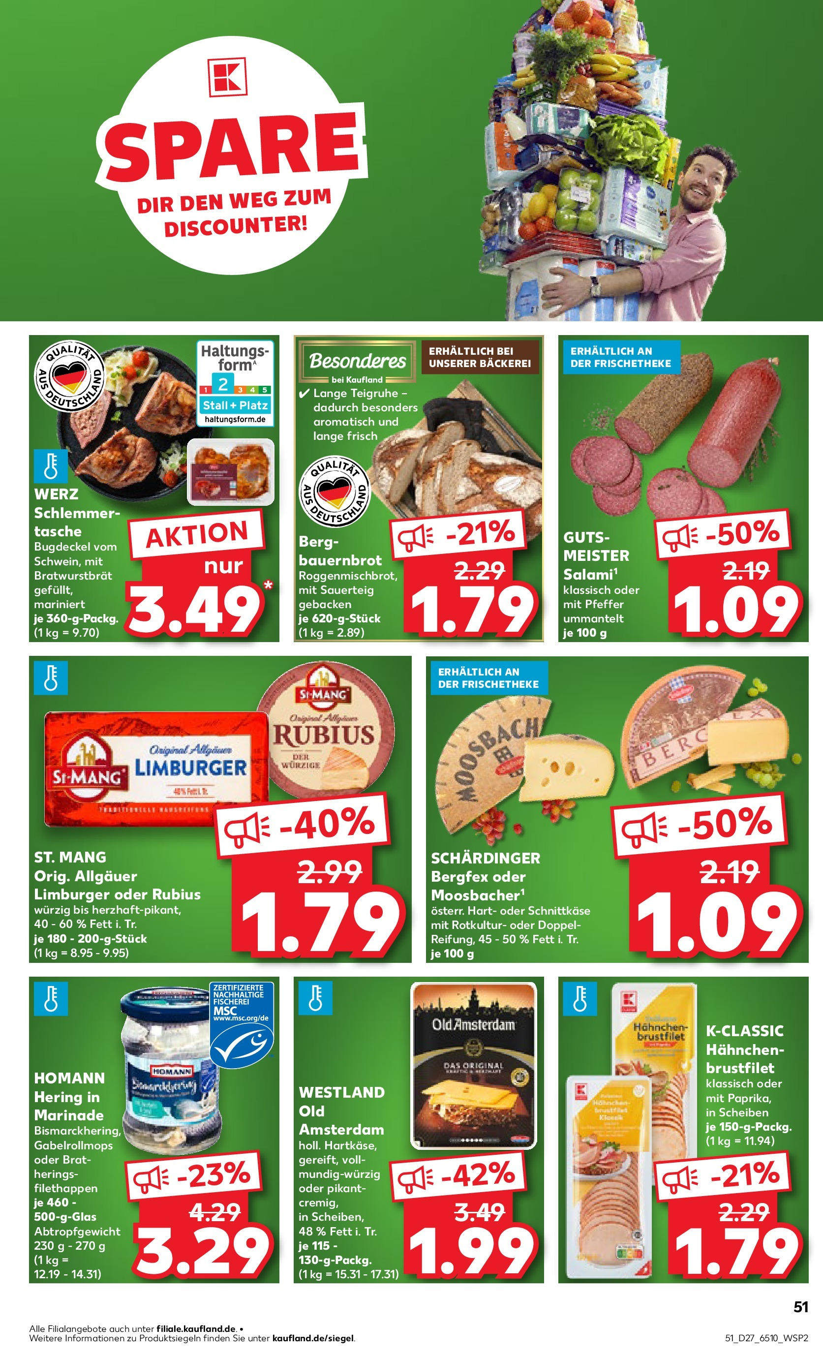 Prospekt Kaufland ab 03.07.2025 » Angebote Online zum Blättern | Seite: 51 | Produkte: Hahnchen, Bäckerei, Pfeffer, Salami