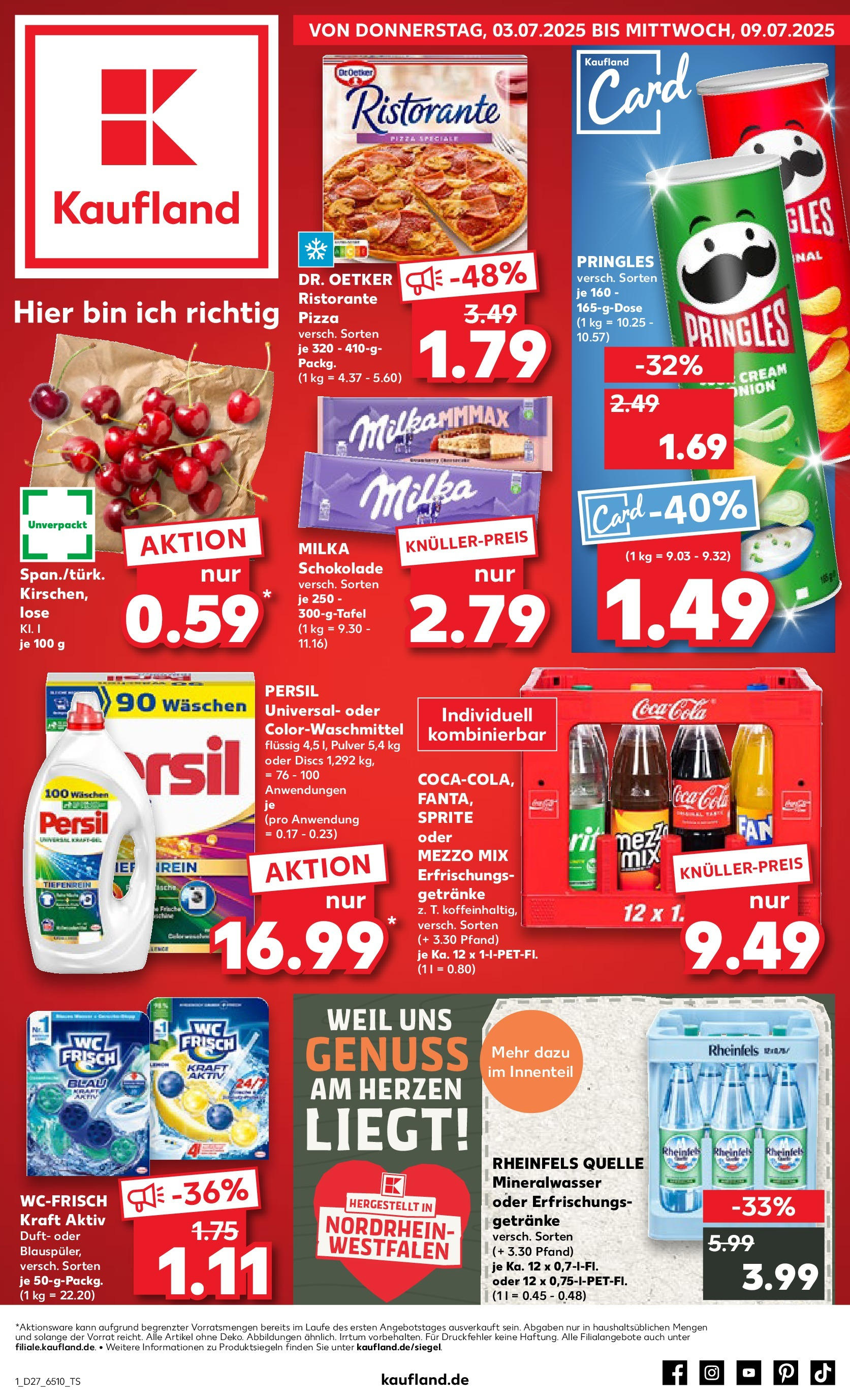 Prospekt Kaufland ab 03.07.2025 » Angebote Online zum Blättern | Seite: 1 | Produkte: Ristorante, Cola, Oder mezzo mix, Persil