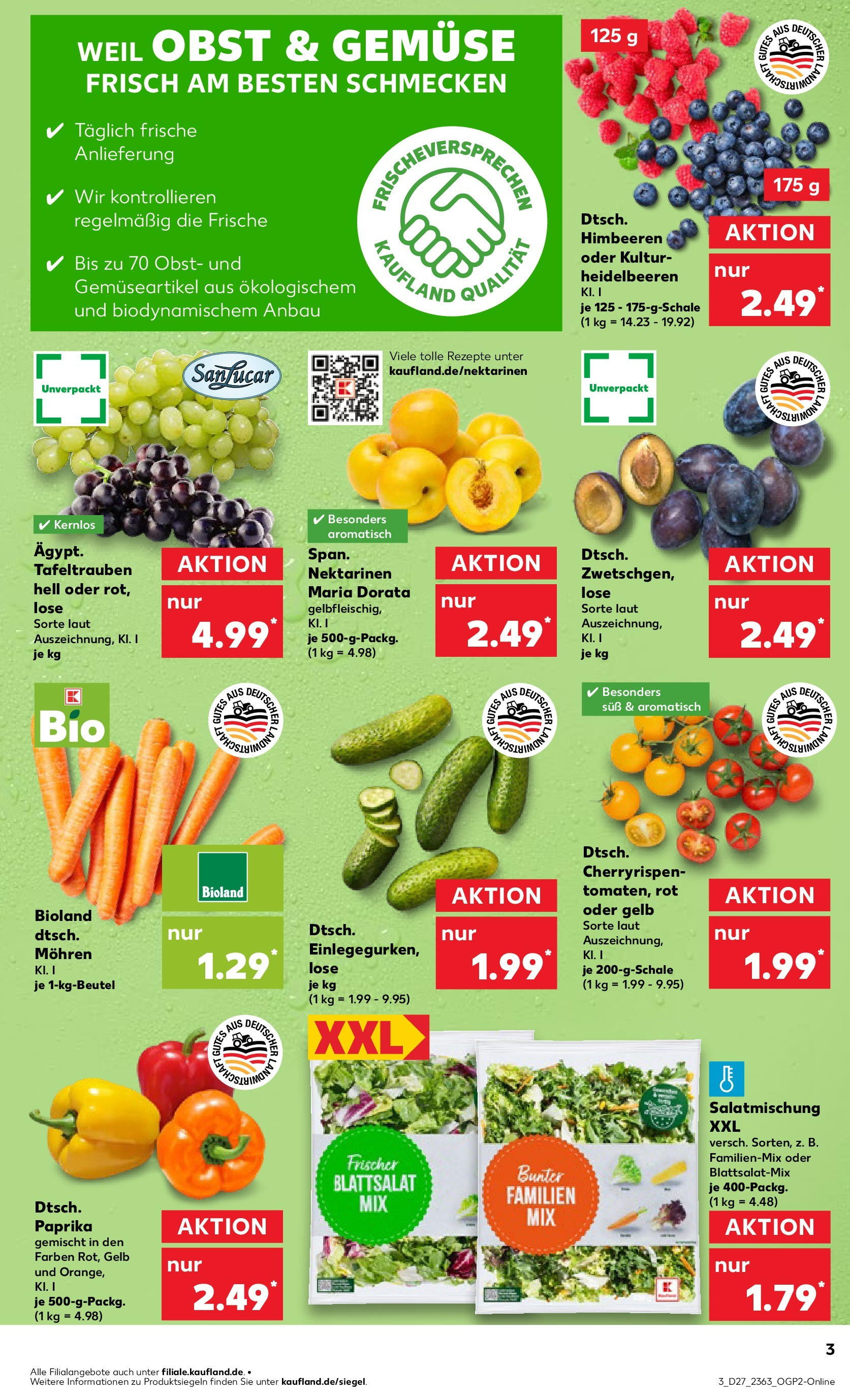 Prospekt Kaufland ab 03.07.2025 » Angebote Online zum Blättern | Seite: 3 | Produkte: Nektarinen, Mohren, Gemüse, Obst