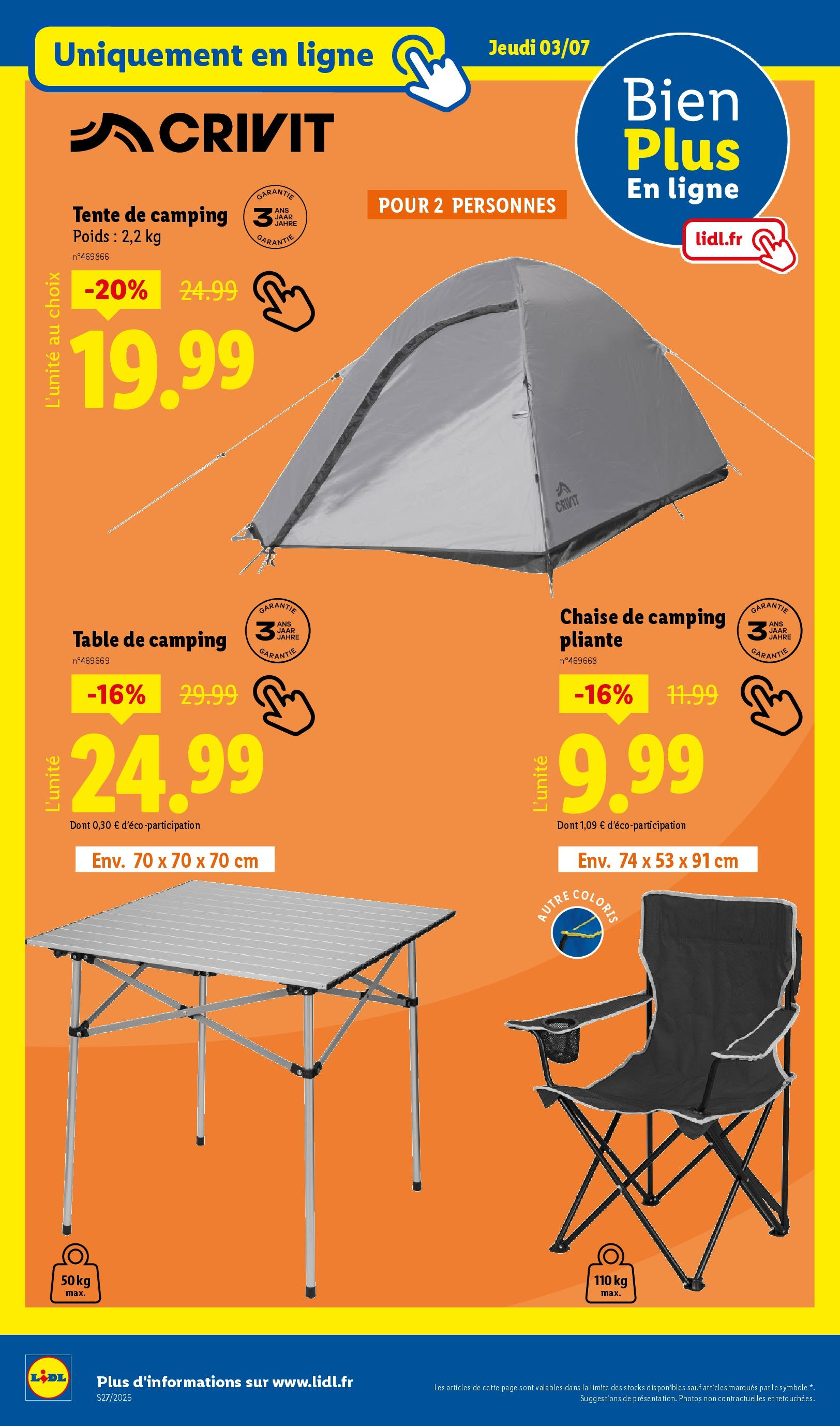 Catalogue LIDL du 02/07/2025 | Promo prospectus en ligne | Page: 46 | Produits: Poids, Table, Chaise, Chaise de camping Catalogue LIDL du 02/07/2025 | Promo prospectus en ligne | Page: 46 | Produits: Poids, Table, Chaise, Chaise de camping