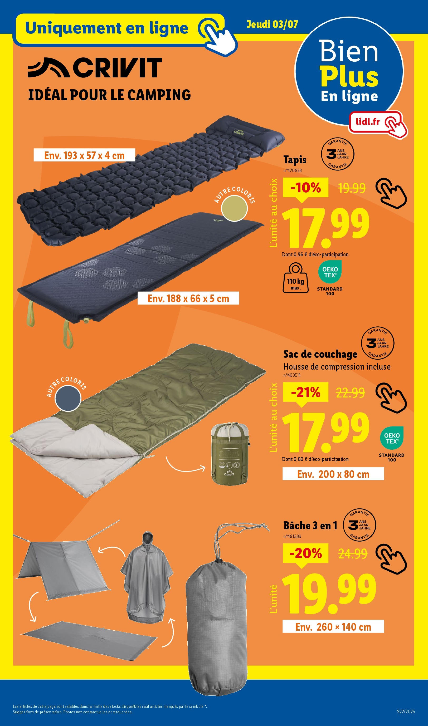 Catalogue LIDL du 02/07/2025 | Promo prospectus en ligne | Page: 47 | Produits: Sac, Sac de couchage, Tapis Catalogue LIDL du 02/07/2025 | Promo prospectus en ligne | Page: 47 | Produits: Sac, Sac de couchage, Tapis