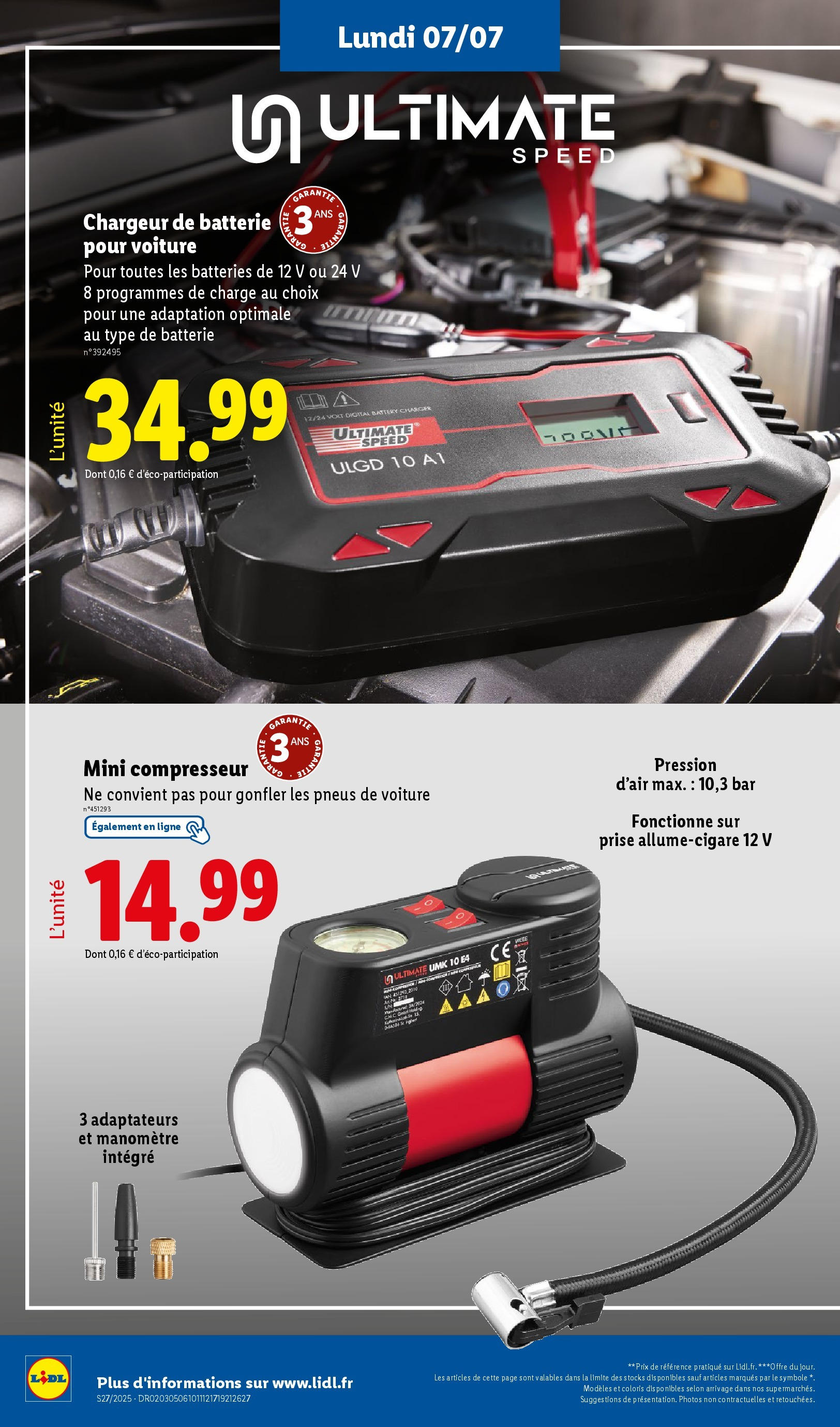 Catalogue LIDL du 02/07/2025 | Promo prospectus en ligne | Page: 54 | Produits: Pneus, Compresseur, Manomètre, Prise Catalogue LIDL du 02/07/2025 | Promo prospectus en ligne | Page: 54 | Produits: Pneus, Compresseur, Manomètre, Prise
