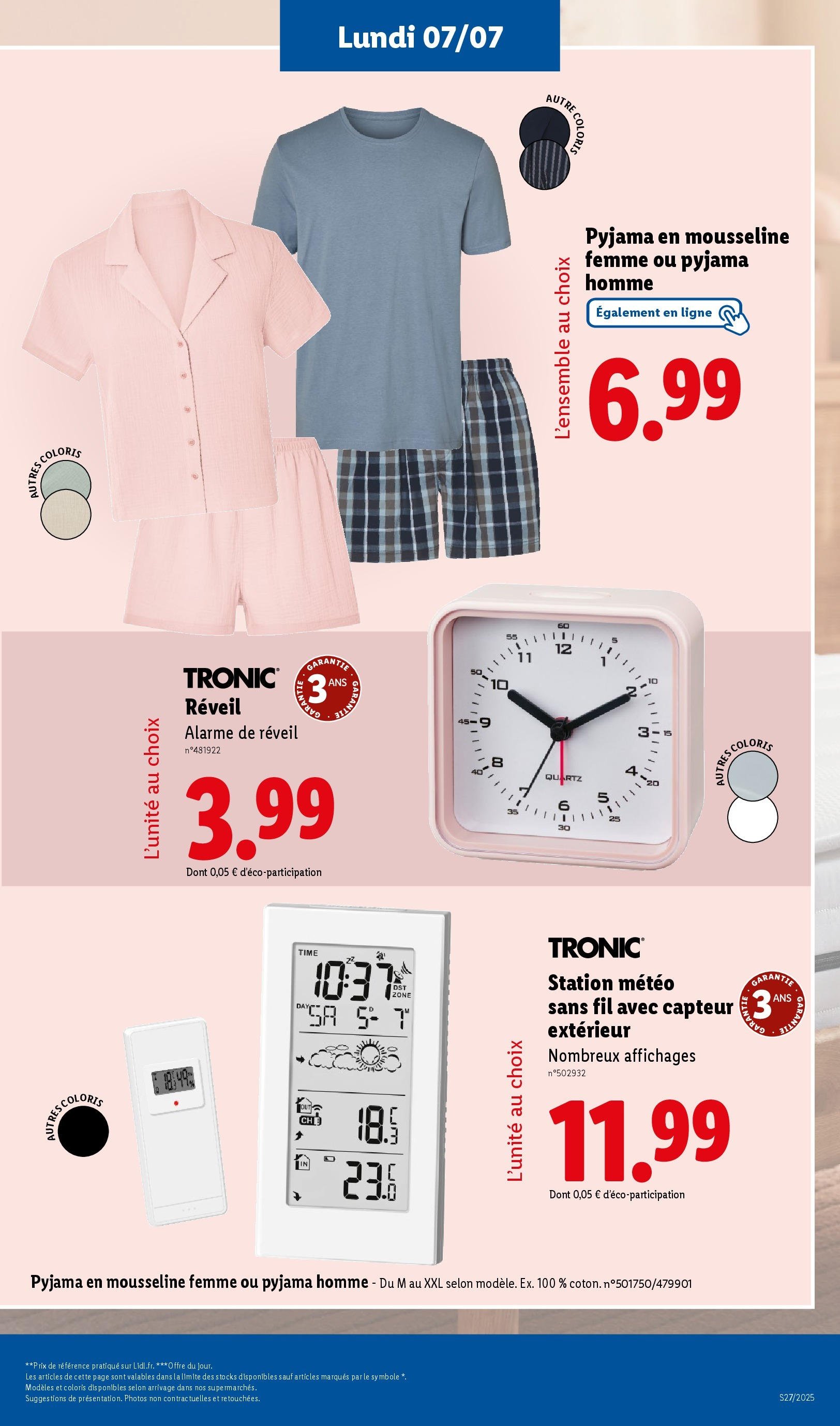 Catalogue LIDL du 02/07/2025 | Promo prospectus en ligne | Page: 59 | Produits: Réveil, Station météo, Pyjama Catalogue LIDL du 02/07/2025 | Promo prospectus en ligne | Page: 59 | Produits: Réveil, Station météo, Pyjama