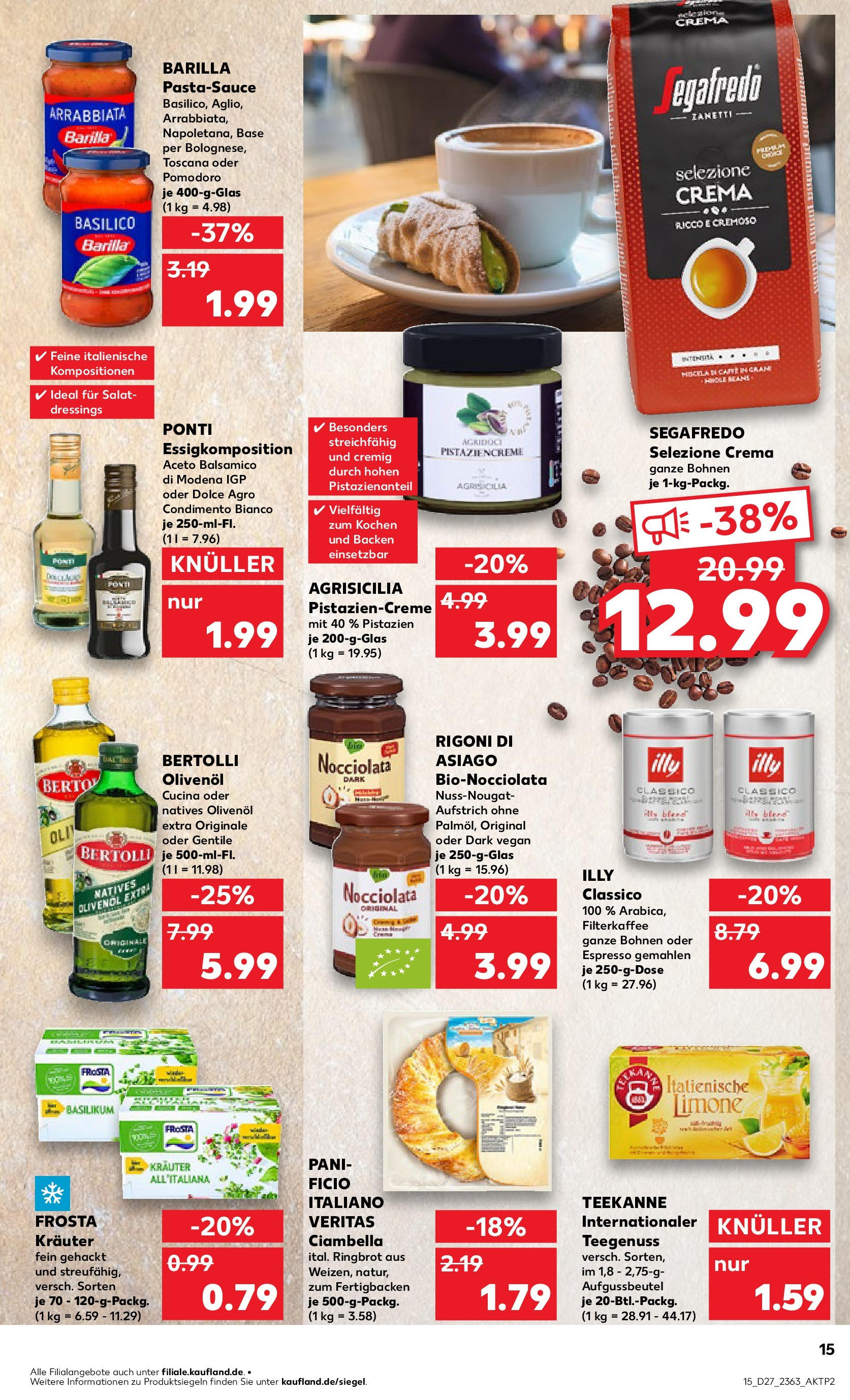 Prospekt Kaufland ab 03.07.2025 » Angebote Online zum Blättern | Seite: 15 | Produkte: Barilla, Balsamico, Pistazien, Salat