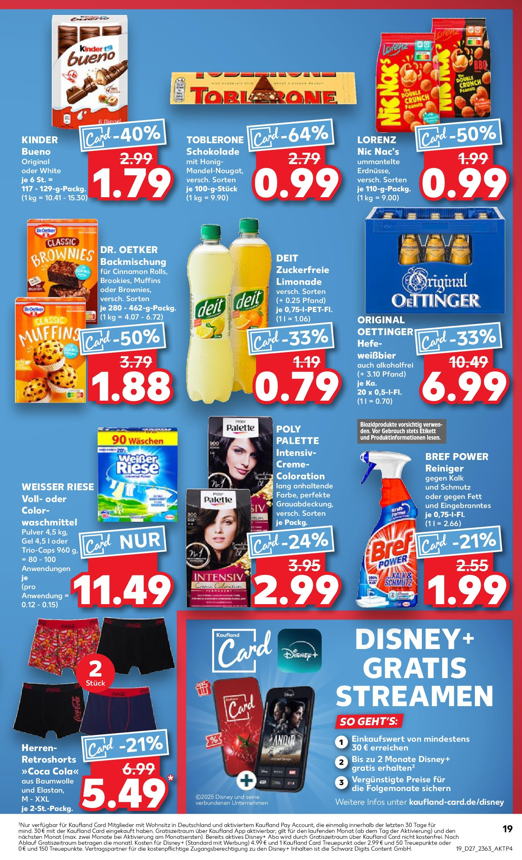 Prospekt Kaufland ab 03.07.2025 » Angebote Online zum Blättern | Seite: 19 | Produkte: Cola, Schokolade, Weißbier, Kinder bueno