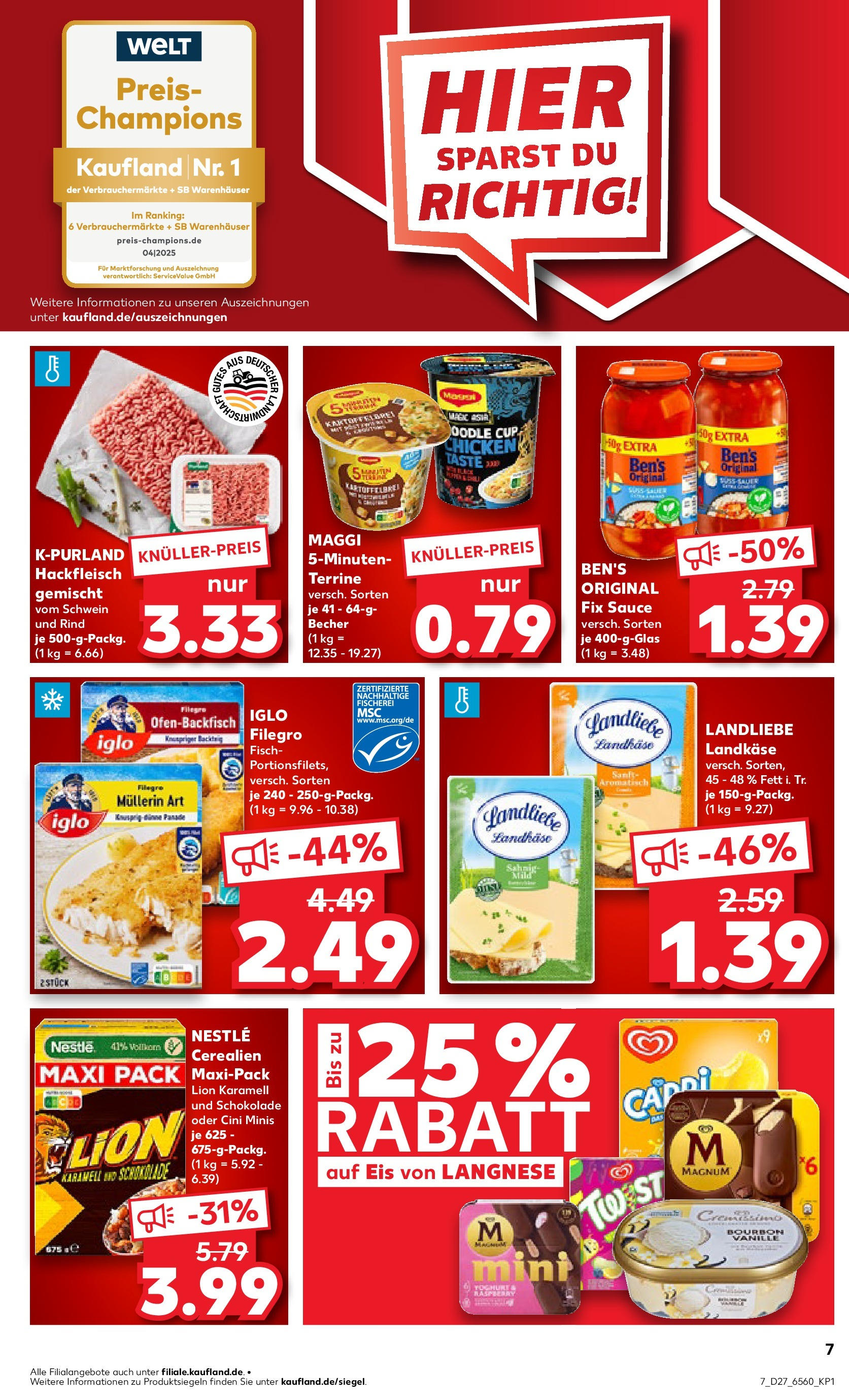 Prospekt Kaufland ab 03.07.2025 » Angebote Online zum Blättern | Seite: 7 | Produkte: Maggi, Iglo, Fisch, Bourbon