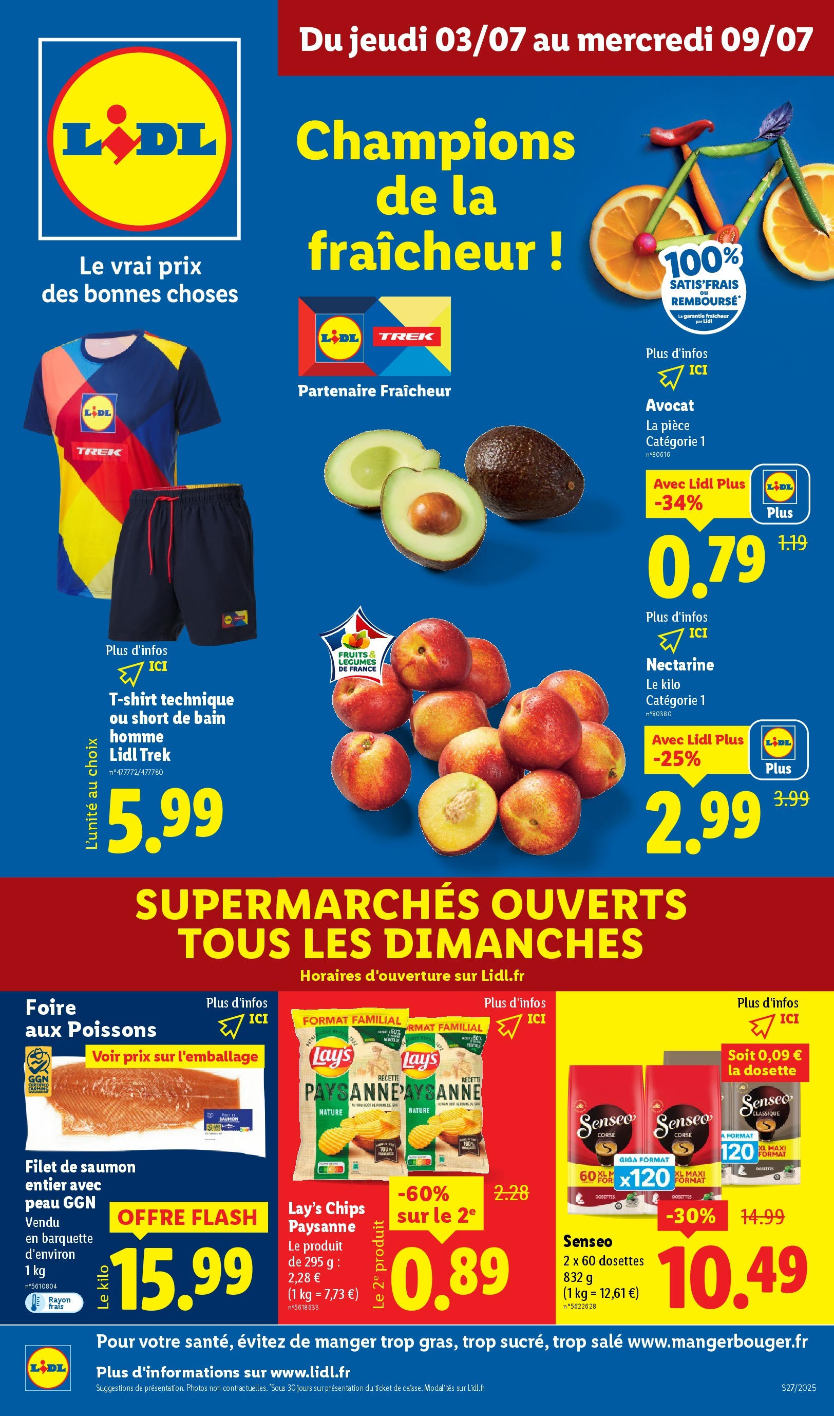 Catalogue LIDL du 02/07/2025 | Promo prospectus en ligne | Page: 1 | Produits: Saumon entier, Nectarine, T-shirt, Chips Catalogue LIDL du 02/07/2025 | Promo prospectus en ligne | Page: 1 | Produits: Saumon entier, Nectarine, T-shirt, Chips
