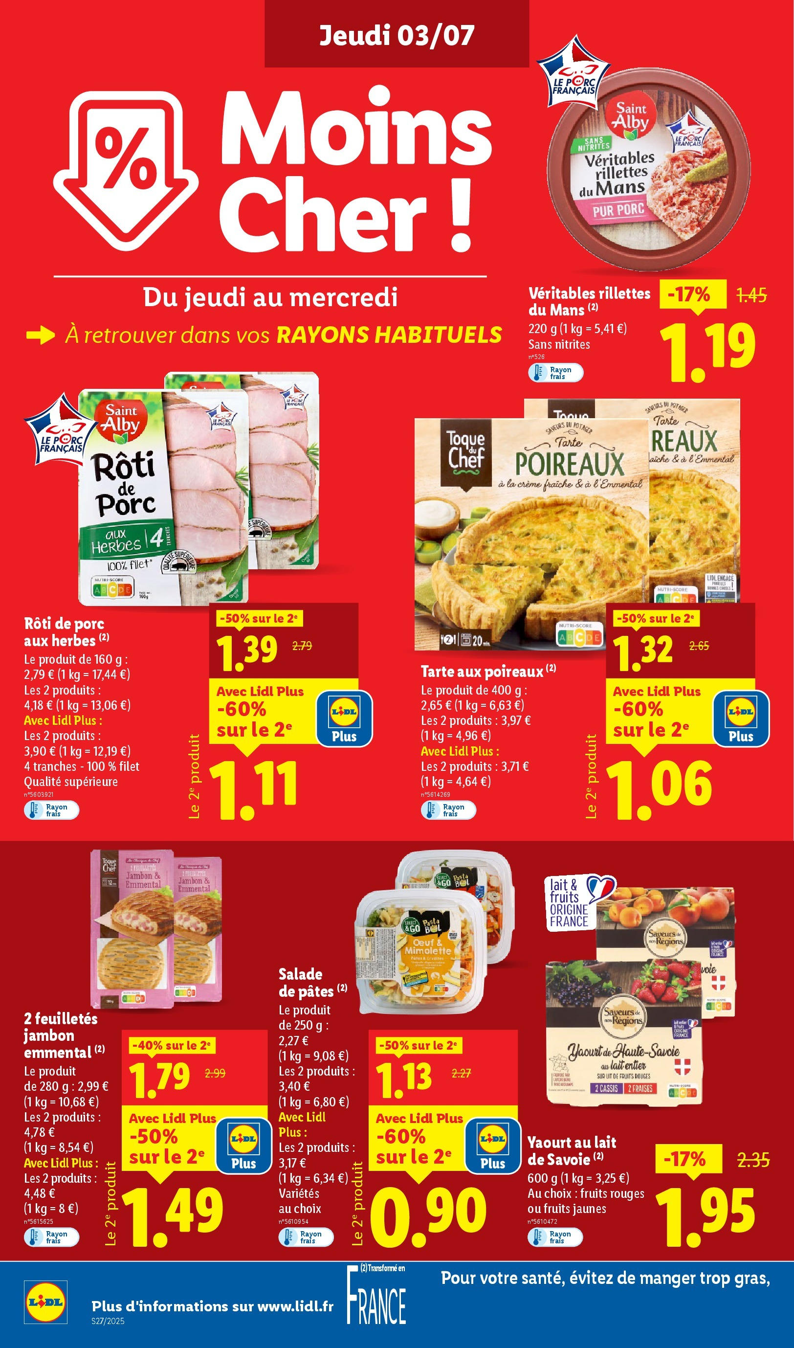 Catalogue LIDL du 02/07/2025 | Promo prospectus en ligne | Page: 10 | Produits: Salade, Lait entier, Poireaux, Emmental Catalogue LIDL du 02/07/2025 | Promo prospectus en ligne | Page: 10 | Produits: Salade, Lait entier, Poireaux, Emmental