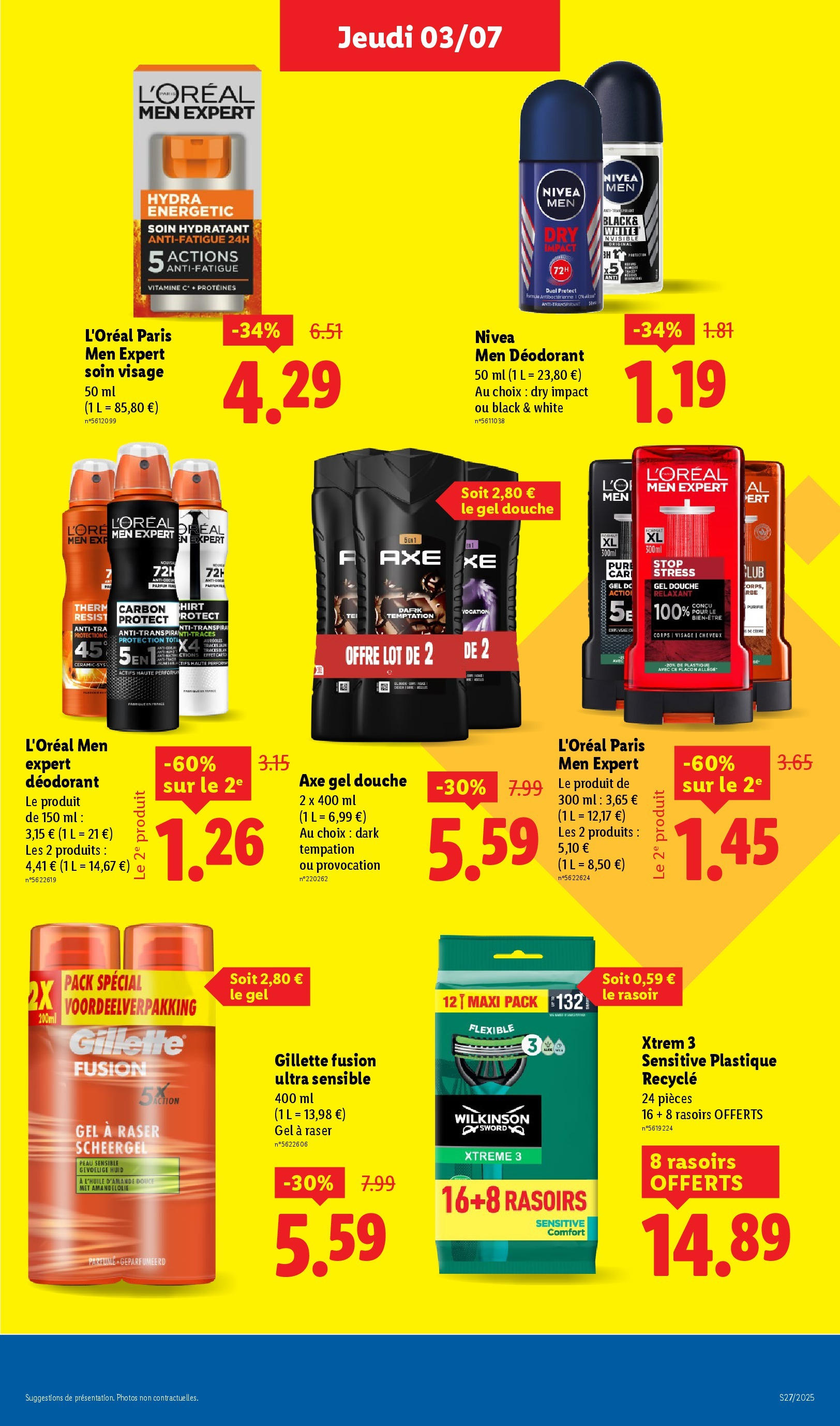 Catalogue LIDL du 02/07/2025 | Promo prospectus en ligne | Page: 23 | Produits: Gel à raser, Parfum, Déodorant, Douche Catalogue LIDL du 02/07/2025 | Promo prospectus en ligne | Page: 23 | Produits: Gel à raser, Parfum, Déodorant, Douche