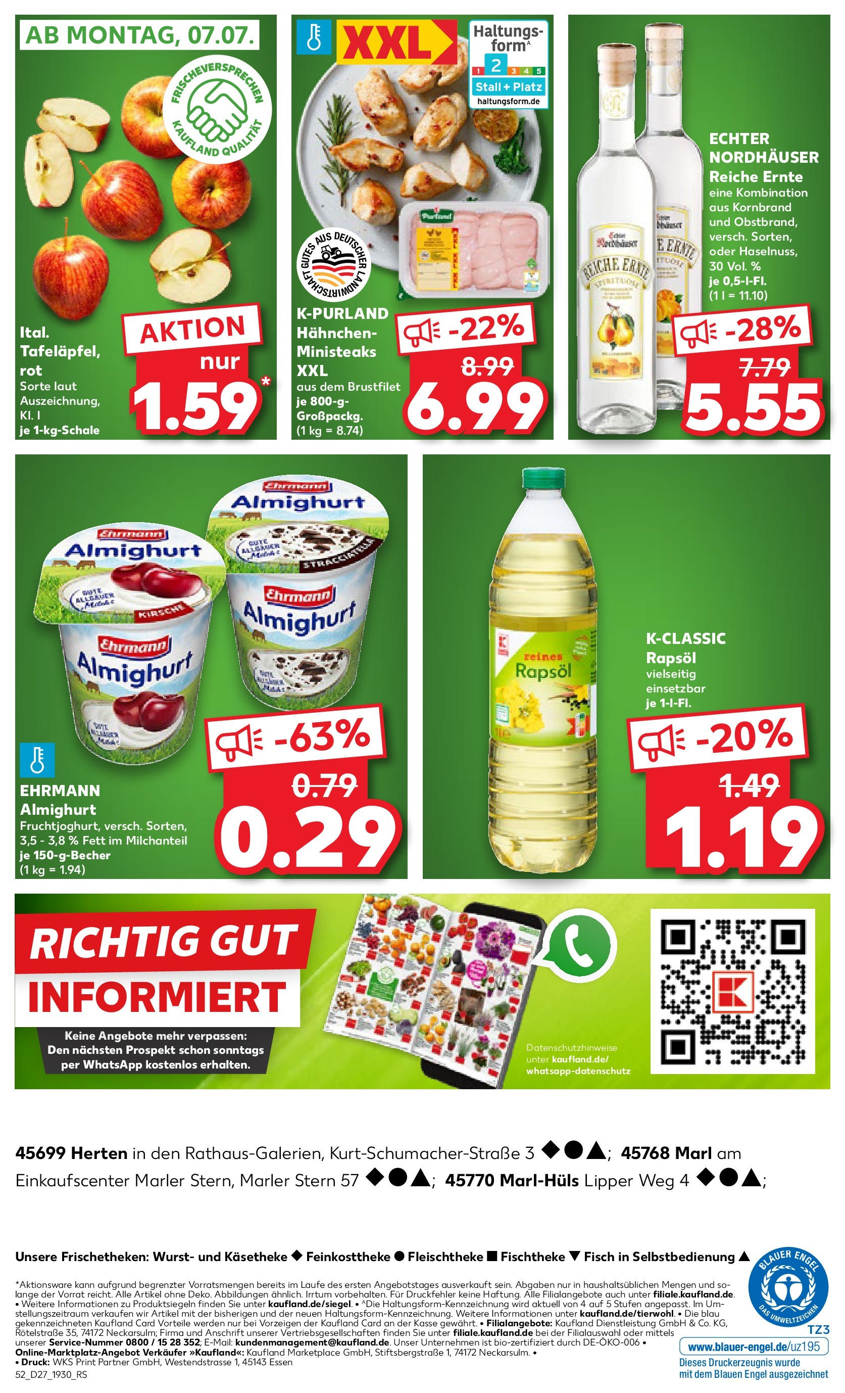 Prospekt Kaufland ab 06.07.2025 » Angebote und Werbung Online | Seite: 5 | Produkte: Hahnchen, Ehrmann almighurt, Rapsöl, Wurst Prospekt Kaufland ab 06.07.2025 » Angebote Online zum Blättern | Seite: 5 | Produkte: Hahnchen, Ehrmann almighurt, Rapsöl, Wurst
