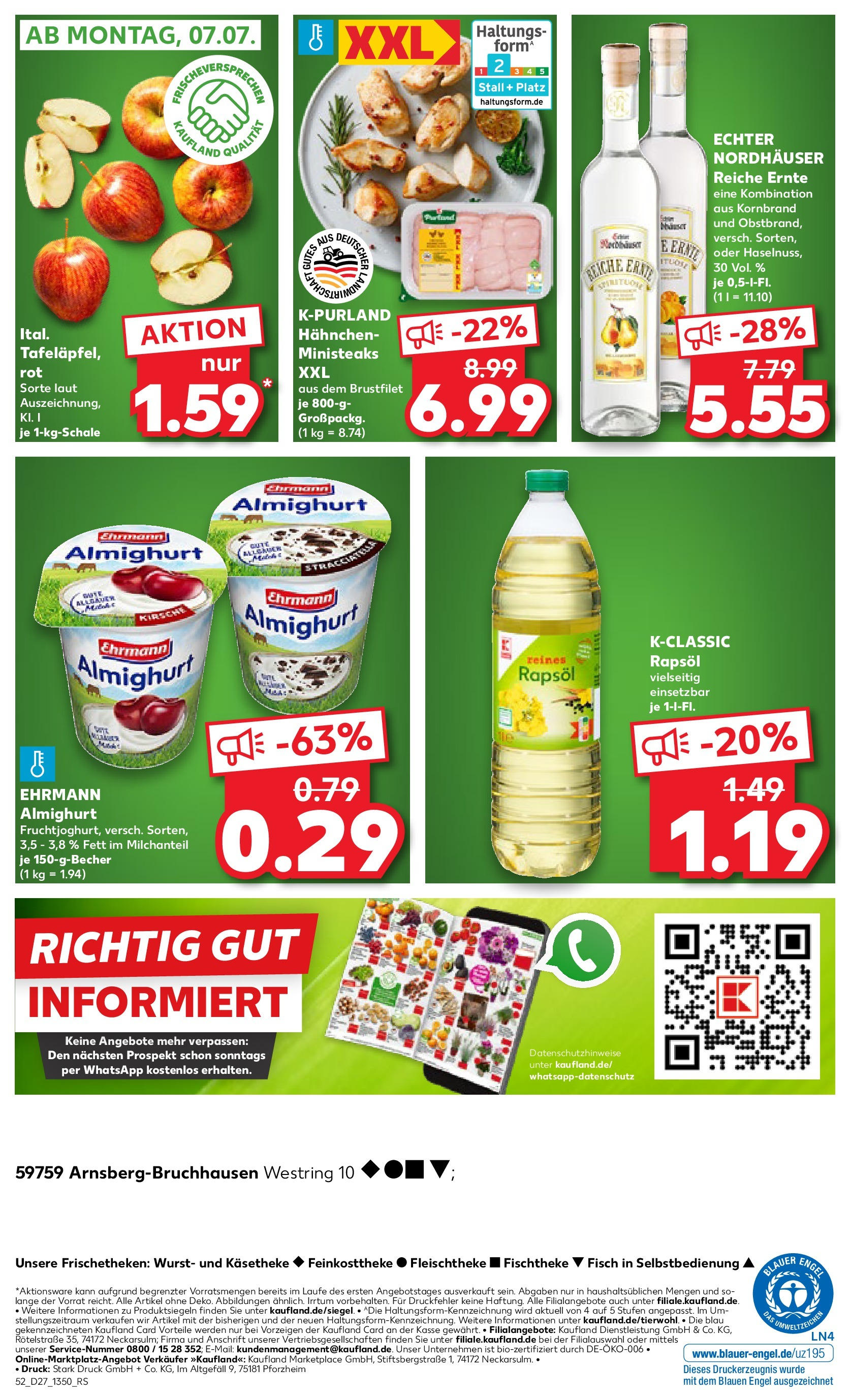 Prospekt Kaufland ab 06.07.2025 » Angebote und Werbung Online | Seite: 5 | Produkte: Hahnchen, Ehrmann almighurt, Rapsöl, Wurst Prospekt Kaufland ab 06.07.2025 » Angebote Online zum Blättern | Seite: 5 | Produkte: Hahnchen, Ehrmann almighurt, Rapsöl, Wurst