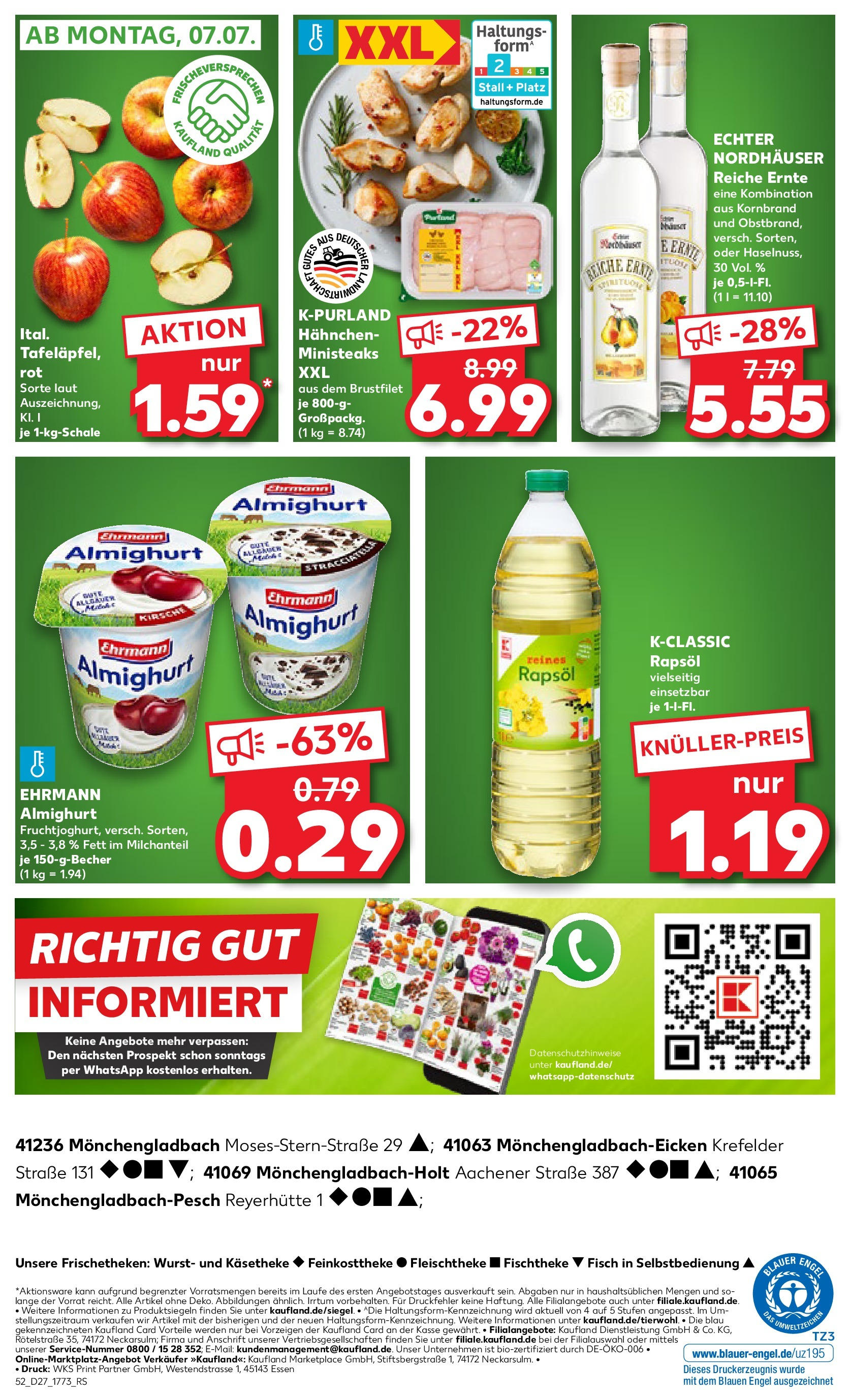 Prospekt Kaufland ab 03.07.2025 » Angebote und Werbung Online | Seite: 52 | Produkte: Hahnchen, Ehrmann almighurt, Rapsöl, Wurst Prospekt Kaufland ab 03.07.2025 » Angebote Online zum Blättern | Seite: 52 | Produkte: Hahnchen, Ehrmann almighurt, Rapsöl, Wurst