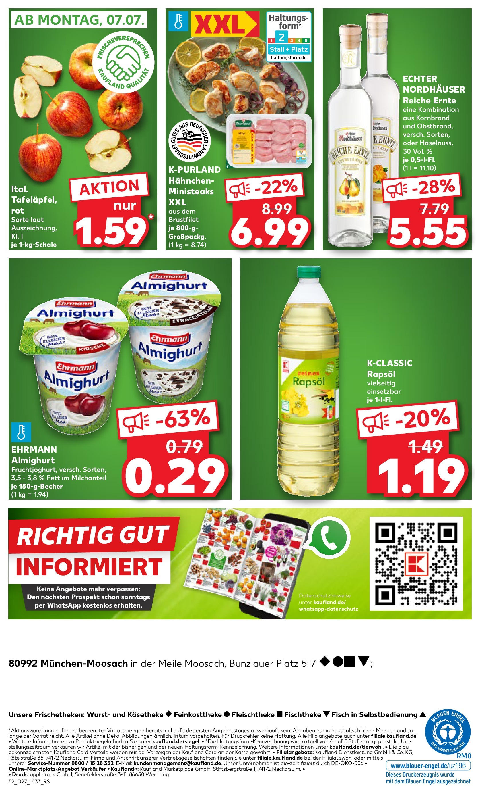 Prospekt Kaufland ab 03.07.2025 » Angebote und Werbung Online | Seite: 52 | Produkte: Hahnchen, Ehrmann almighurt, Rapsöl, Wurst Prospekt Kaufland ab 03.07.2025 » Angebote Online zum Blättern | Seite: 52 | Produkte: Hahnchen, Ehrmann almighurt, Rapsöl, Wurst