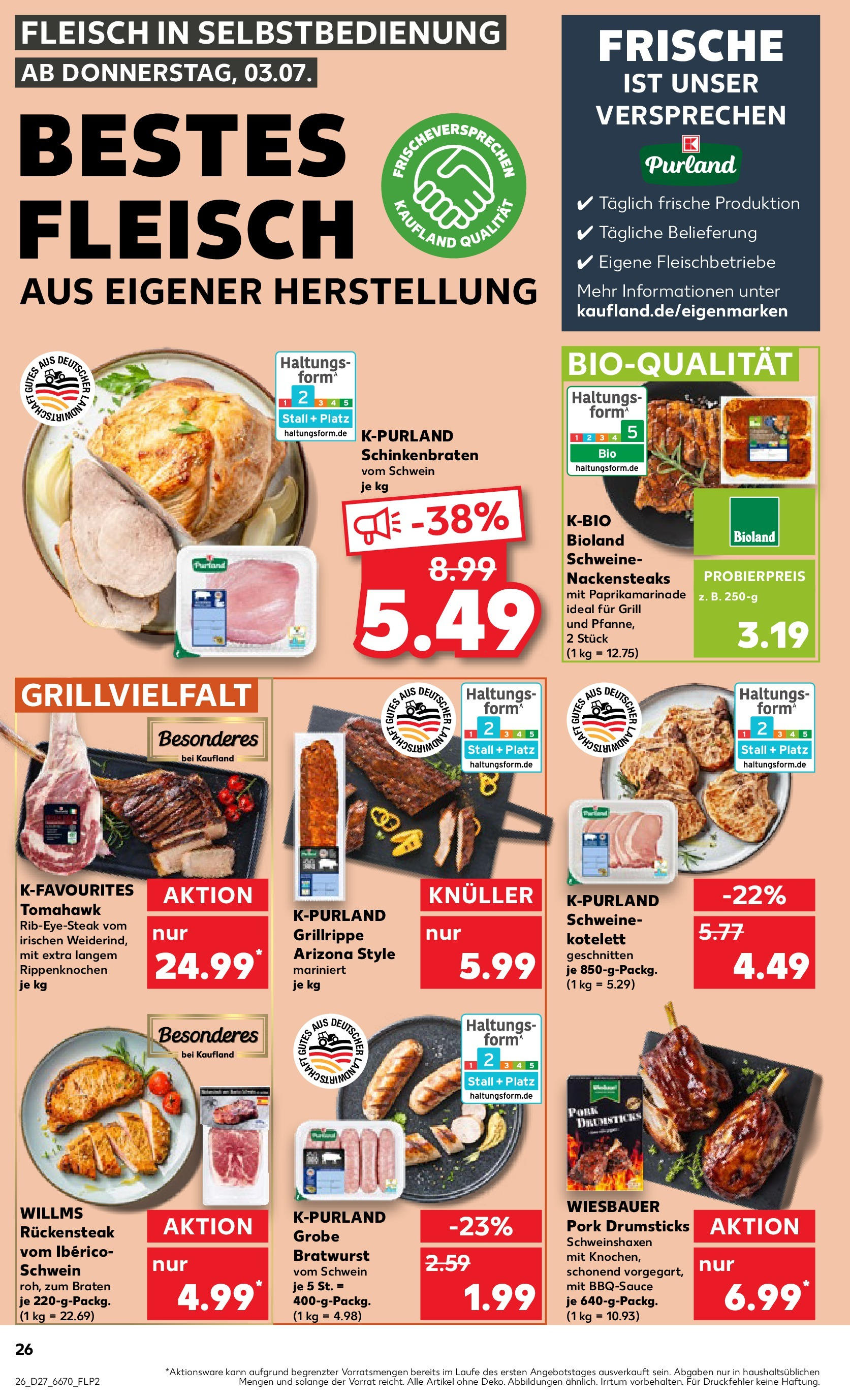 Prospekt Kaufland ab 03.07.2025 » Angebote Online zum Blättern | Seite: 26 | Produkte: Grill, Bratwurst, Steak, Fleisch
