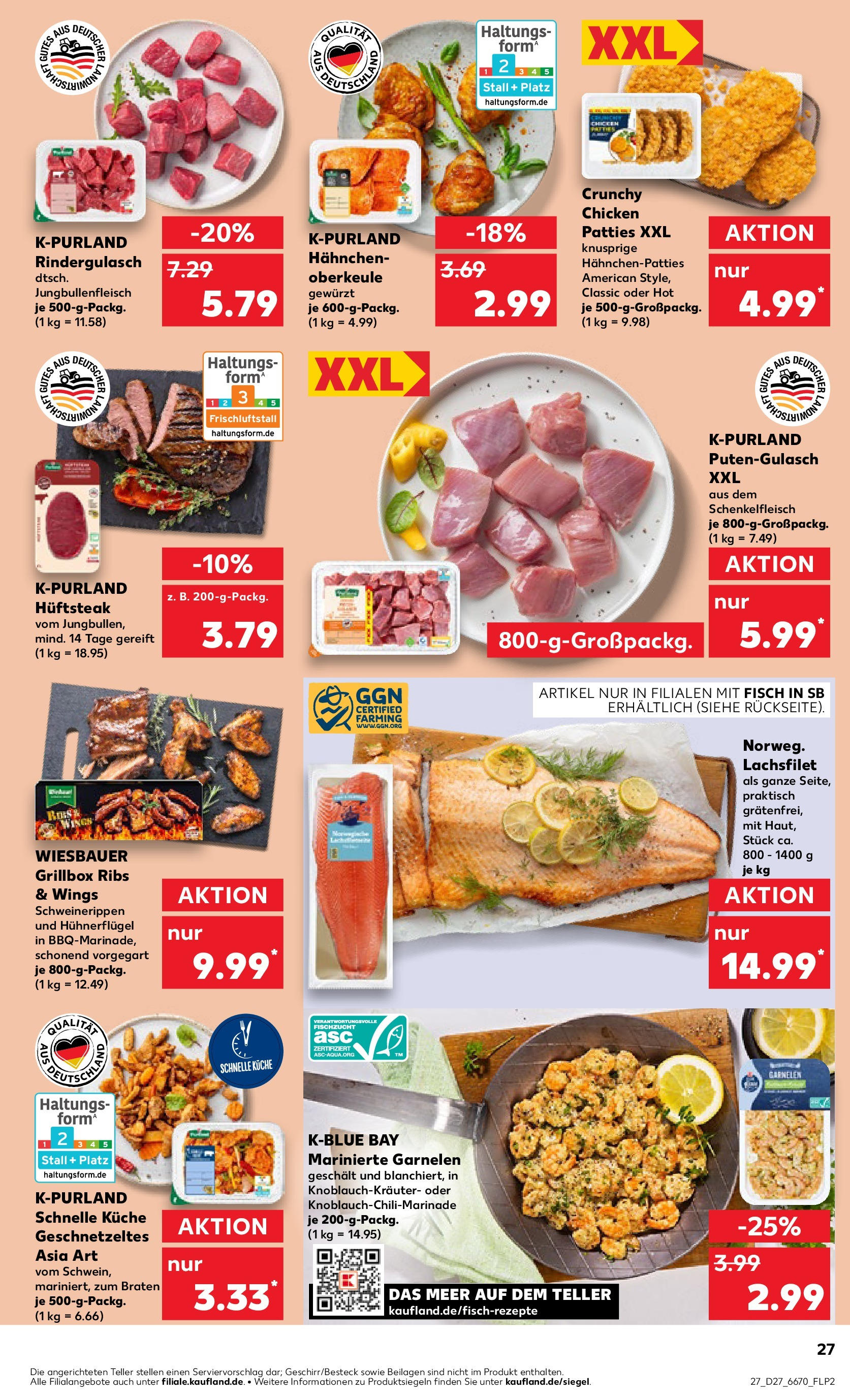 Prospekt Kaufland ab 03.07.2025 » Angebote Online zum Blättern | Seite: 27 | Produkte: Küche, Garnelen, Fisch, Steak
