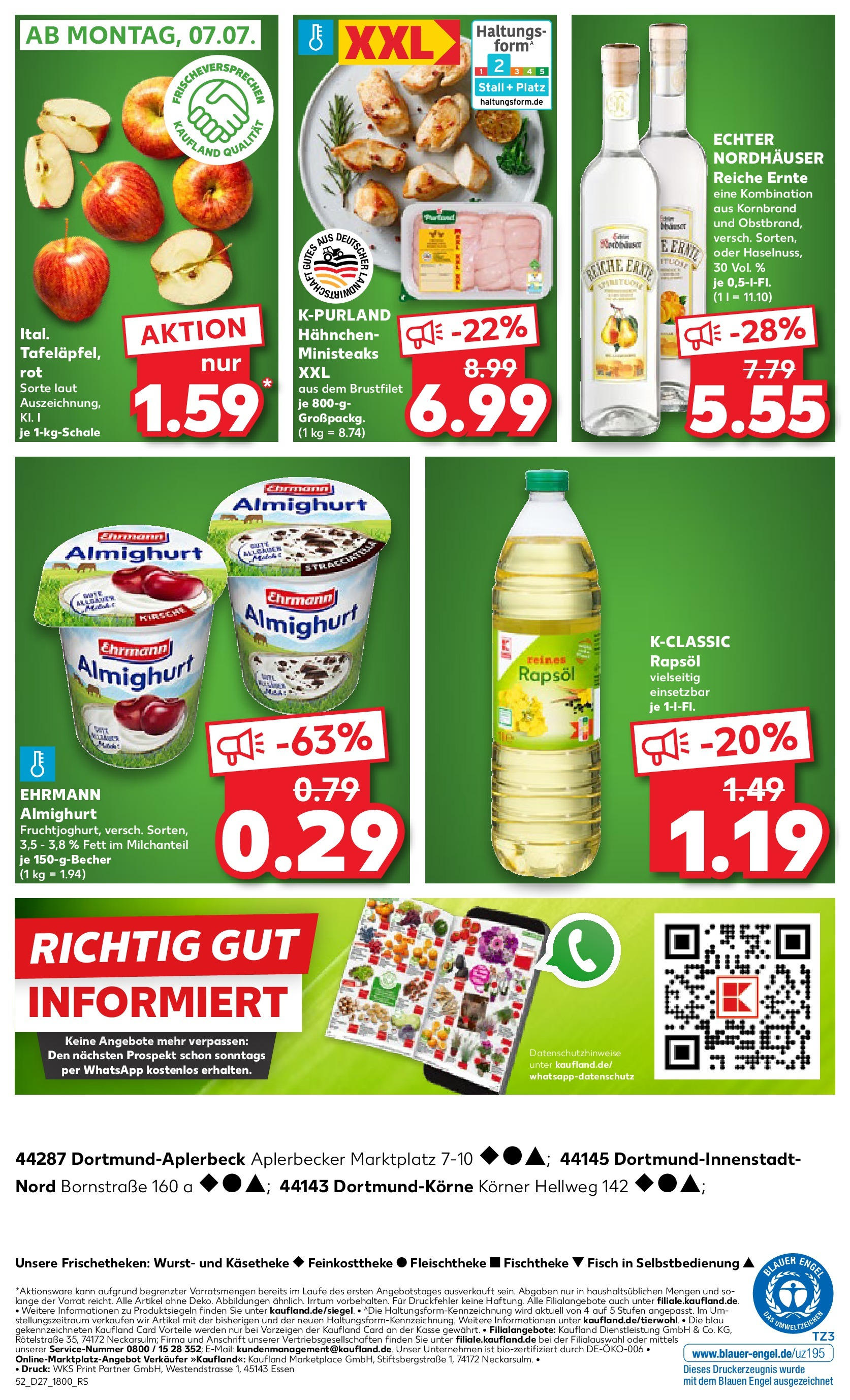 Prospekt Kaufland ab 03.07.2025 » Angebote und Werbung Online | Seite: 52 | Produkte: Hahnchen, Ehrmann almighurt, Rapsöl, Wurst Prospekt Kaufland ab 03.07.2025 » Angebote Online zum Blättern | Seite: 52 | Produkte: Hahnchen, Ehrmann almighurt, Rapsöl, Wurst