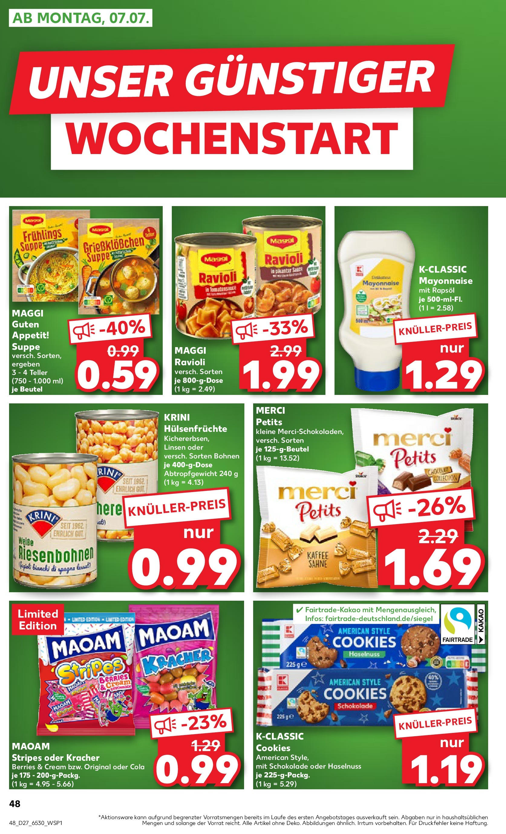 Prospekt Kaufland ab 03.07.2025 » Angebote Online zum Blättern | Seite: 48 | Produkte: Merci, Kaffee, Schokolade, Sahne