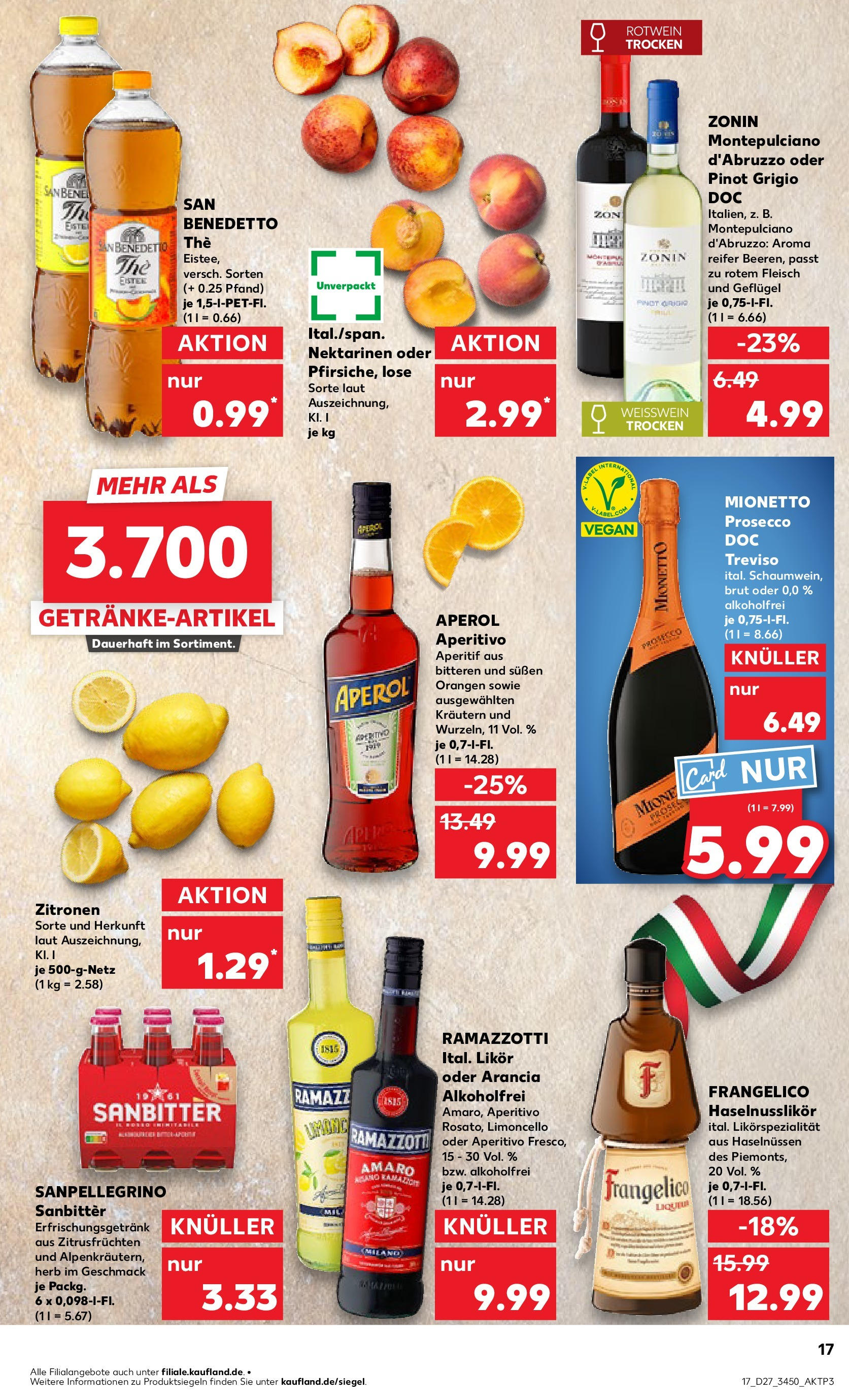Prospekt Kaufland ab 03.07.2025 » Angebote Online zum Blättern | Seite: 17 | Produkte: Nektarinen, Prosecco, Fleisch, Ramazzotti