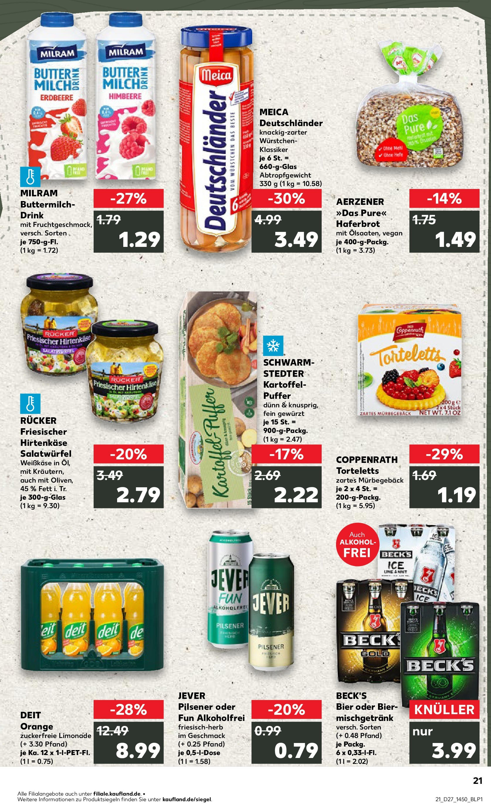 Prospekt Kaufland ab 03.07.2025 » Angebote und Werbung Online | Seite: 21 | Produkte: Buttermilch, Bier, Limonade, Meica Prospekt Kaufland ab 03.07.2025 » Angebote Online zum Blättern | Seite: 21 | Produkte: Buttermilch, Bier, Limonade, Meica
