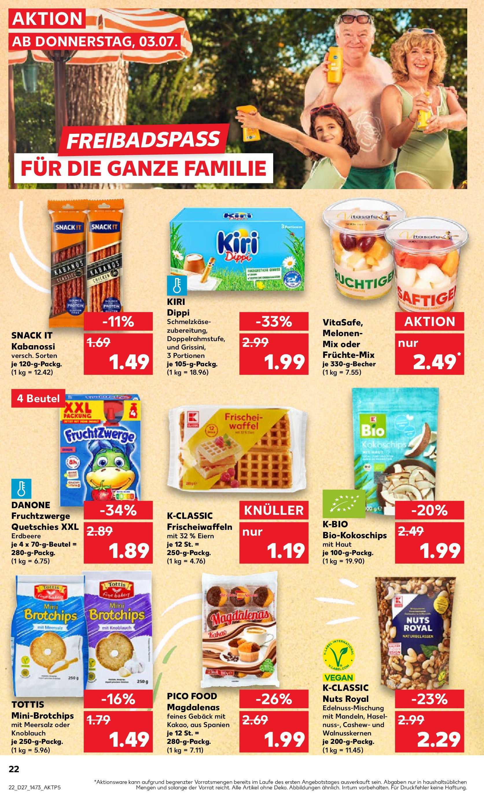 Prospekt Kaufland ab 03.07.2025 » Angebote Online zum Blättern | Seite: 22 | Produkte: Fruchtzwerge, Knoblauch, Chips