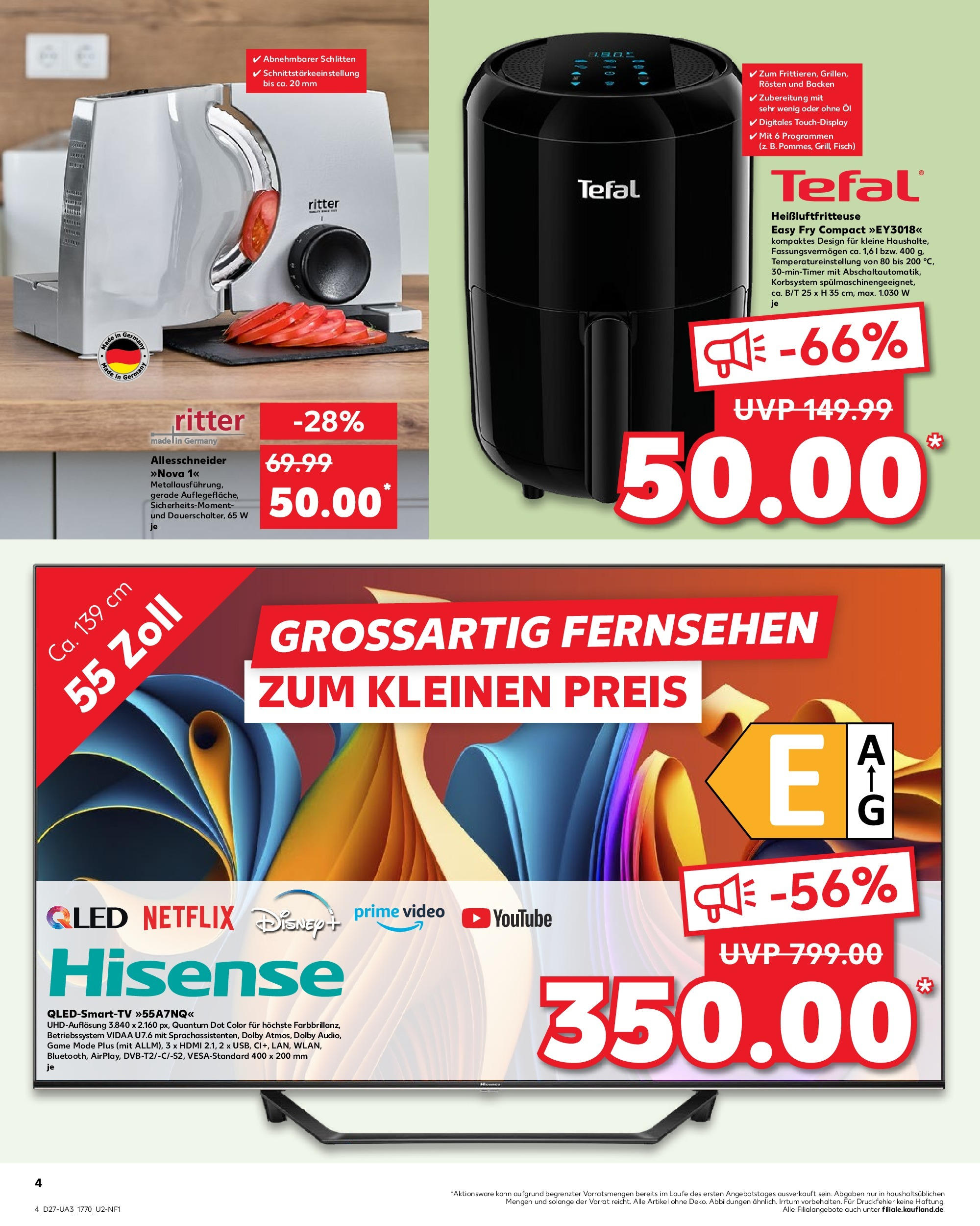 Prospekt Kaufland ab 03.07.2025 » Angebote und Werbung Online | Seite: 4 | Produkte: Öl, Fernsehen, Smart TV, Heißluftfritteuse Prospekt Kaufland ab 03.07.2025 » Angebote Online zum Blättern | Seite: 4 | Produkte: Öl, Fernsehen, Smart TV, Heißluftfritteuse