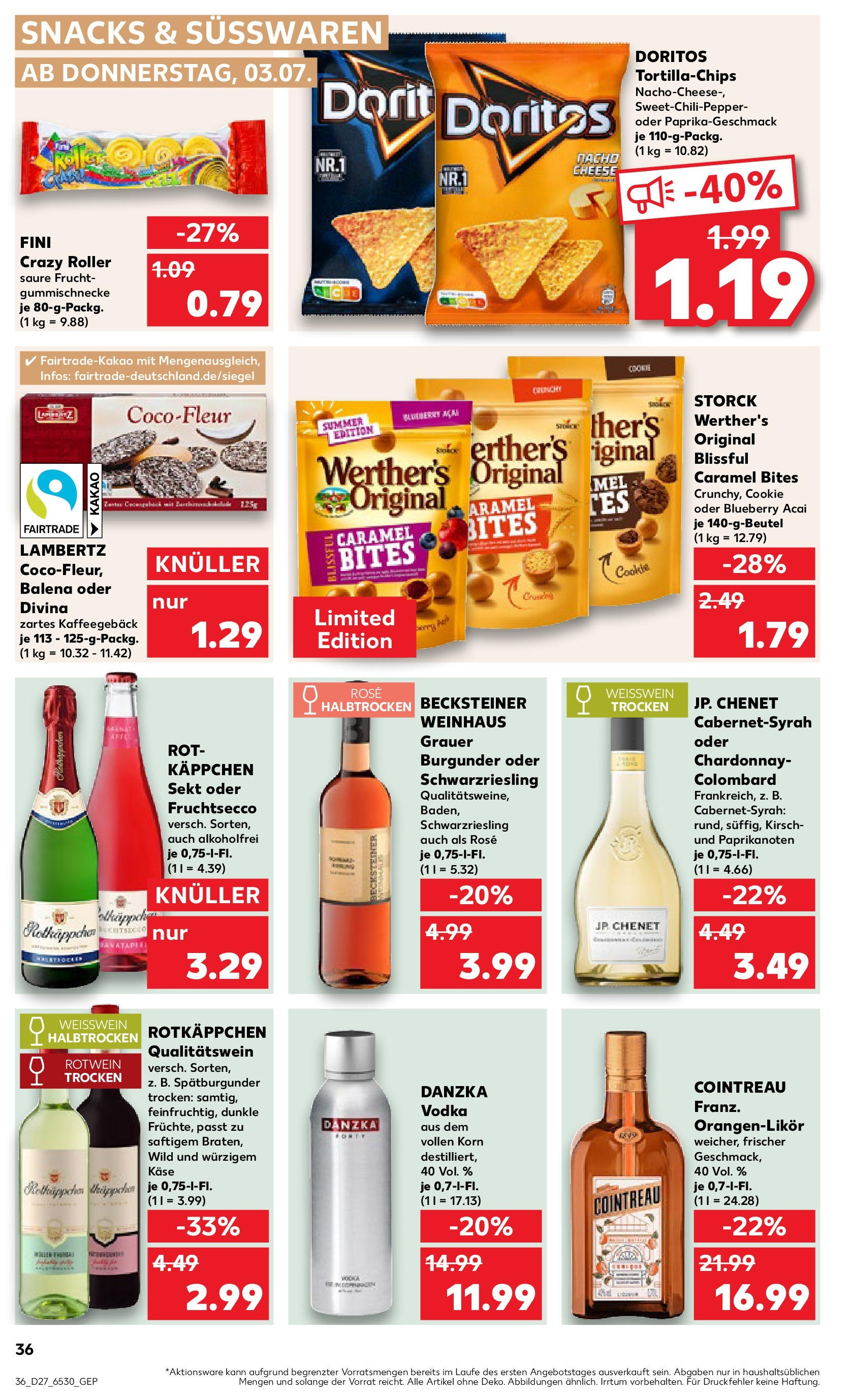 Prospekt Kaufland ab 03.07.2025 » Angebote Online zum Blättern | Seite: 36 | Produkte: Käse, Weißwein trocken, Weißwein halbtrocken, Vodka
