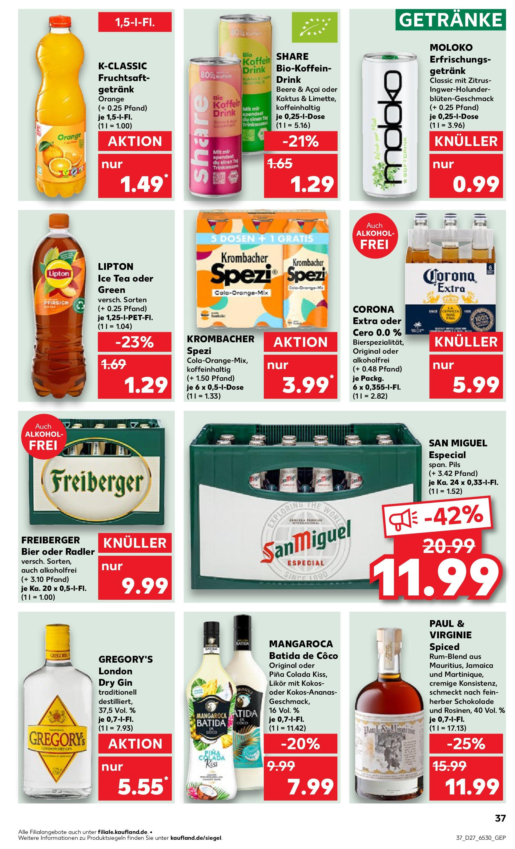Prospekt Kaufland ab 03.07.2025 » Angebote Online zum Blättern | Seite: 37 | Produkte: Bier, Likör, Pils, Pfirsich