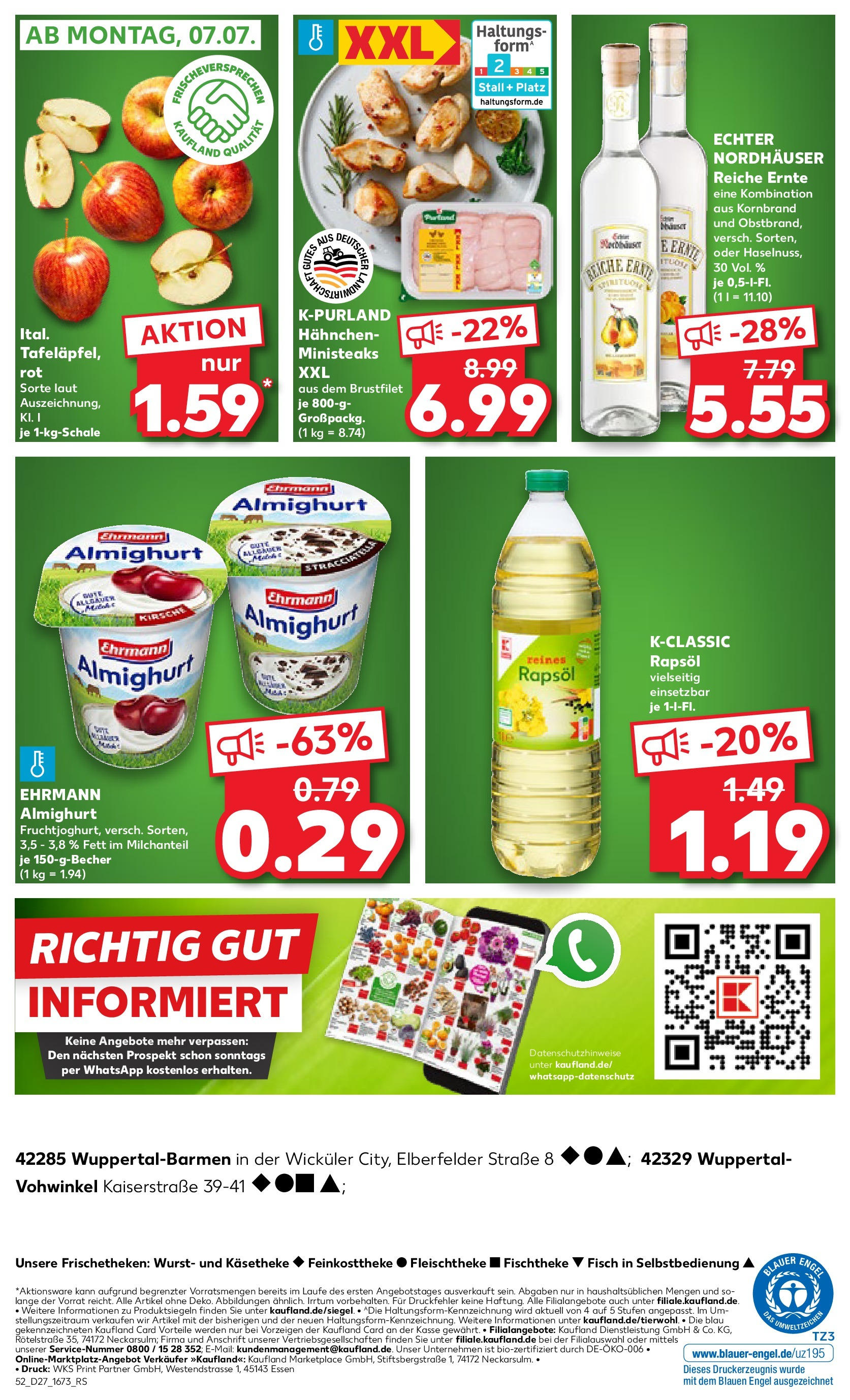 Prospekt Kaufland ab 03.07.2025 » Angebote und Werbung Online | Seite: 52 | Produkte: Hahnchen, Ehrmann almighurt, Rapsöl, Wurst Prospekt Kaufland ab 03.07.2025 » Angebote Online zum Blättern | Seite: 52 | Produkte: Hahnchen, Ehrmann almighurt, Rapsöl, Wurst