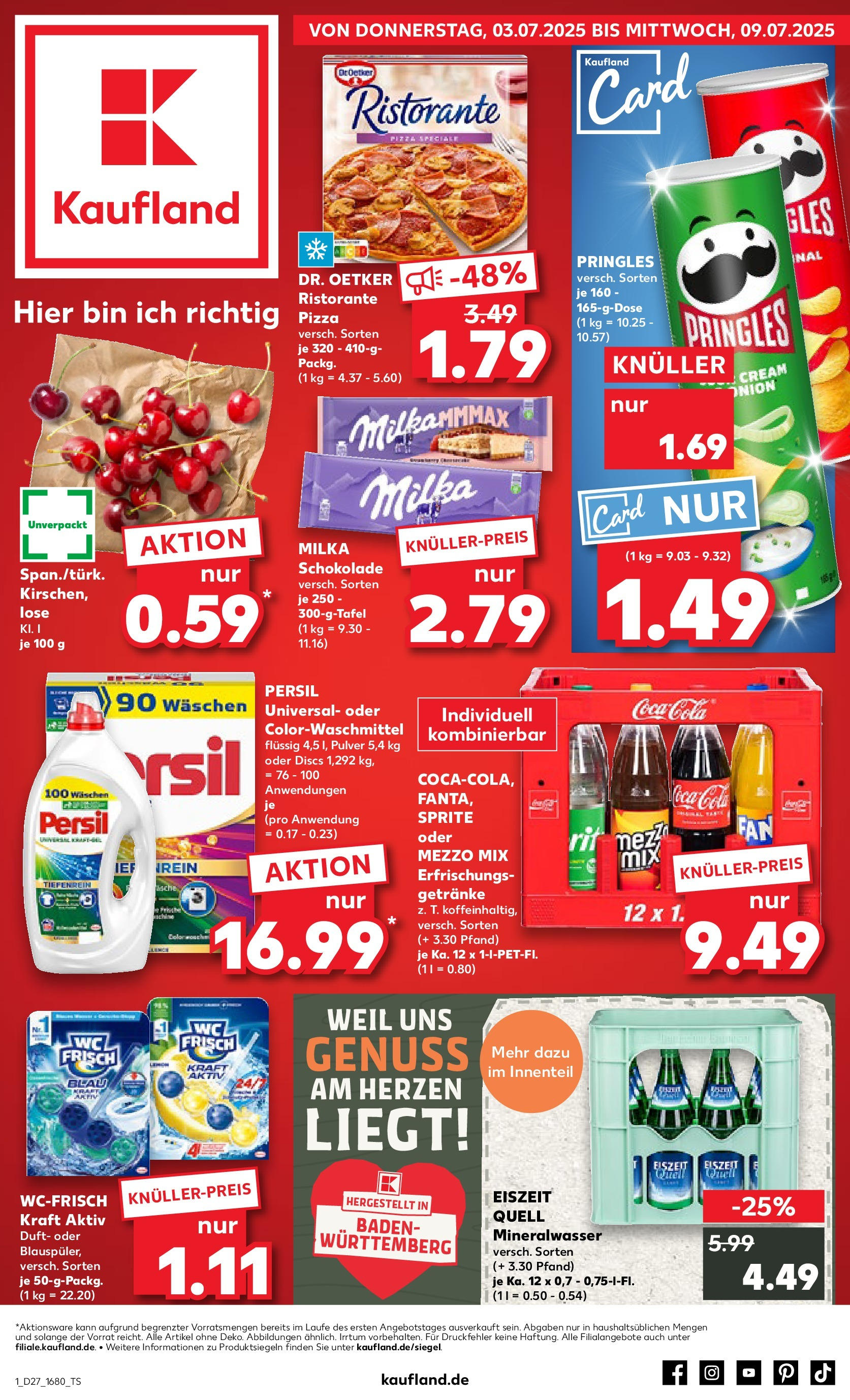 Prospekt Kaufland ab 03.07.2025 » Angebote und Werbung Online | Seite: 1 | Produkte: Ristorante, Sprite, Milka schokolade, Chips Prospekt Kaufland ab 03.07.2025 » Angebote Online zum Blättern | Seite: 1 | Produkte: Ristorante, Sprite, Milka schokolade, Chips
