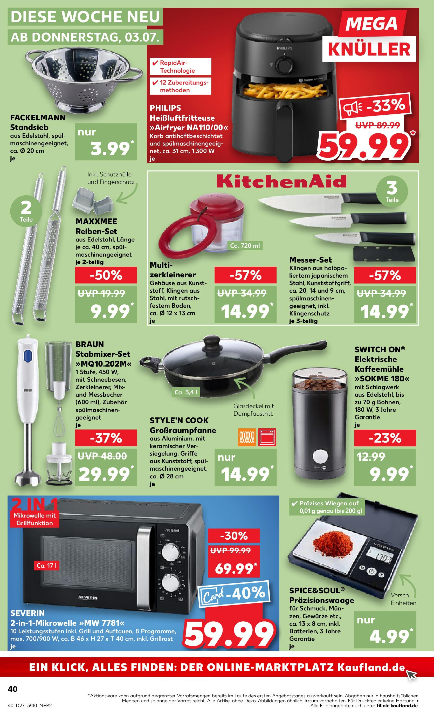 Prospekt Kaufland ab 03.07.2025 » Angebote Online zum Blättern | Seite: 40 | Produkte: Mikrowelle, Grill, Gewürze, Heißluftfritteuse