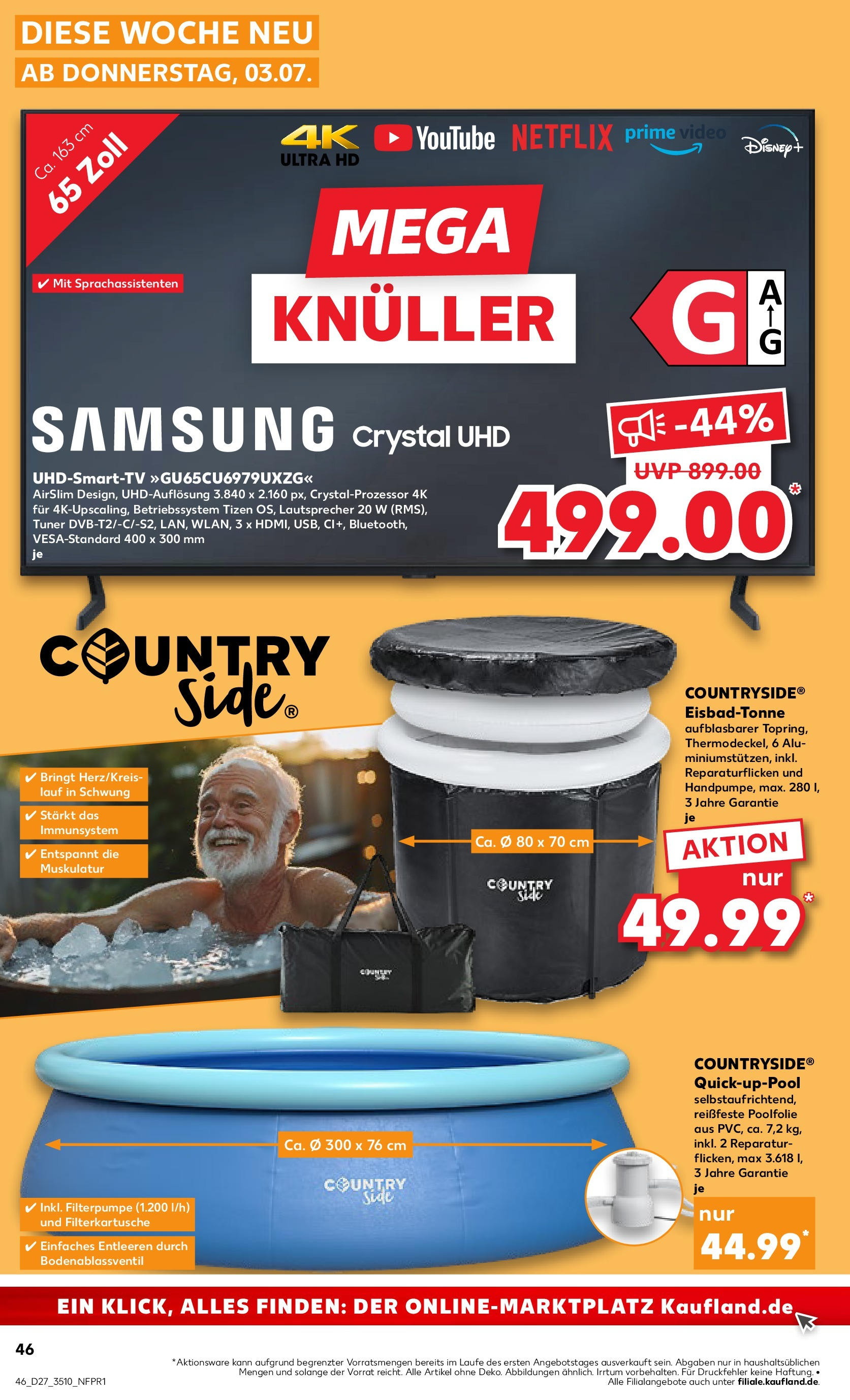 Prospekt Kaufland ab 03.07.2025 » Angebote Online zum Blättern | Seite: 46 | Produkte: Lautsprecher, Smart TV, TV, Video