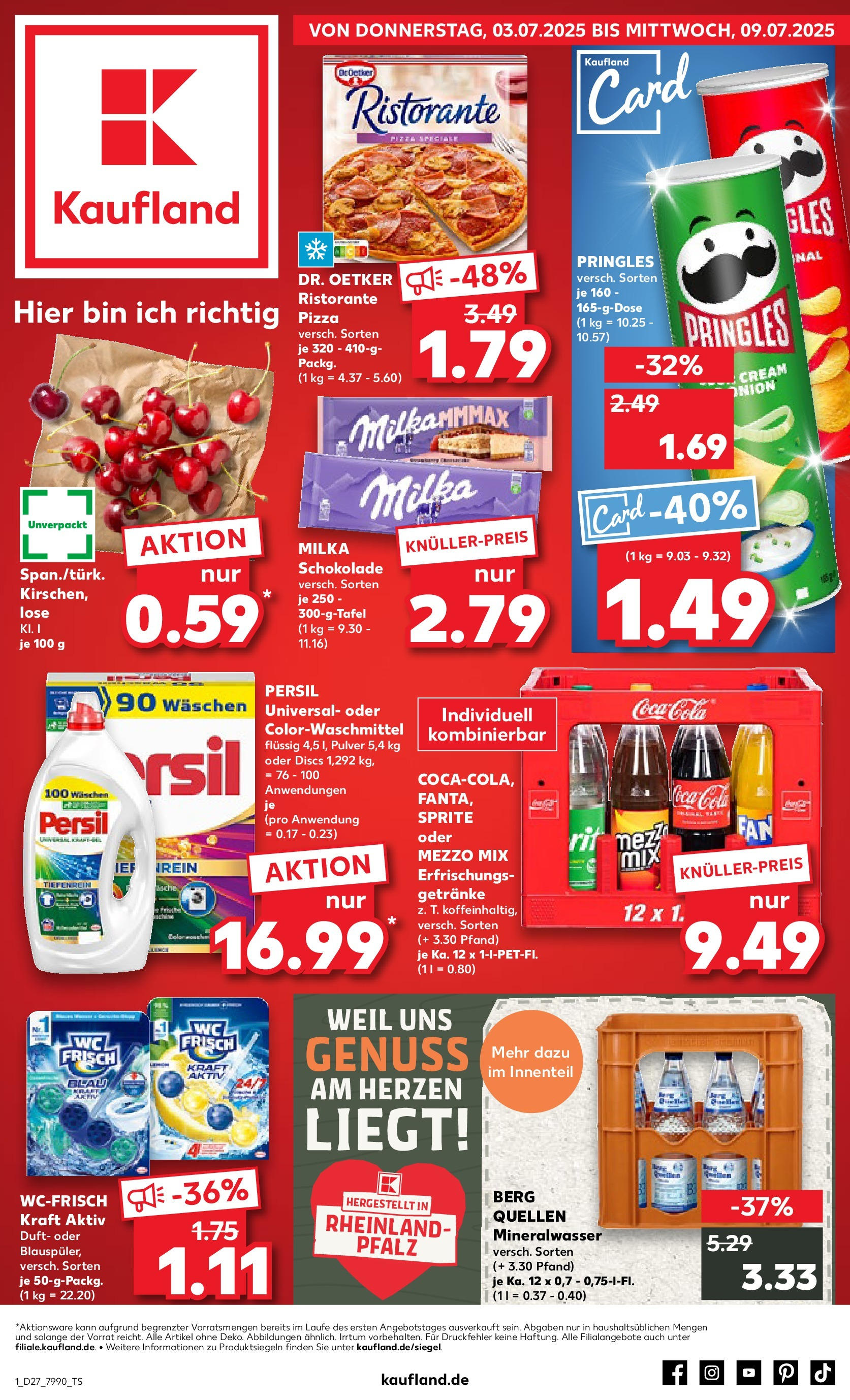 Prospekt Kaufland ab 03.07.2025 » Angebote und Werbung Online | Seite: 1 | Produkte: Ristorante, Coca cola, Schokolade, Pringles Prospekt Kaufland ab 03.07.2025 » Angebote Online zum Blättern | Seite: 1 | Produkte: Ristorante, Coca cola, Schokolade, Pringles
