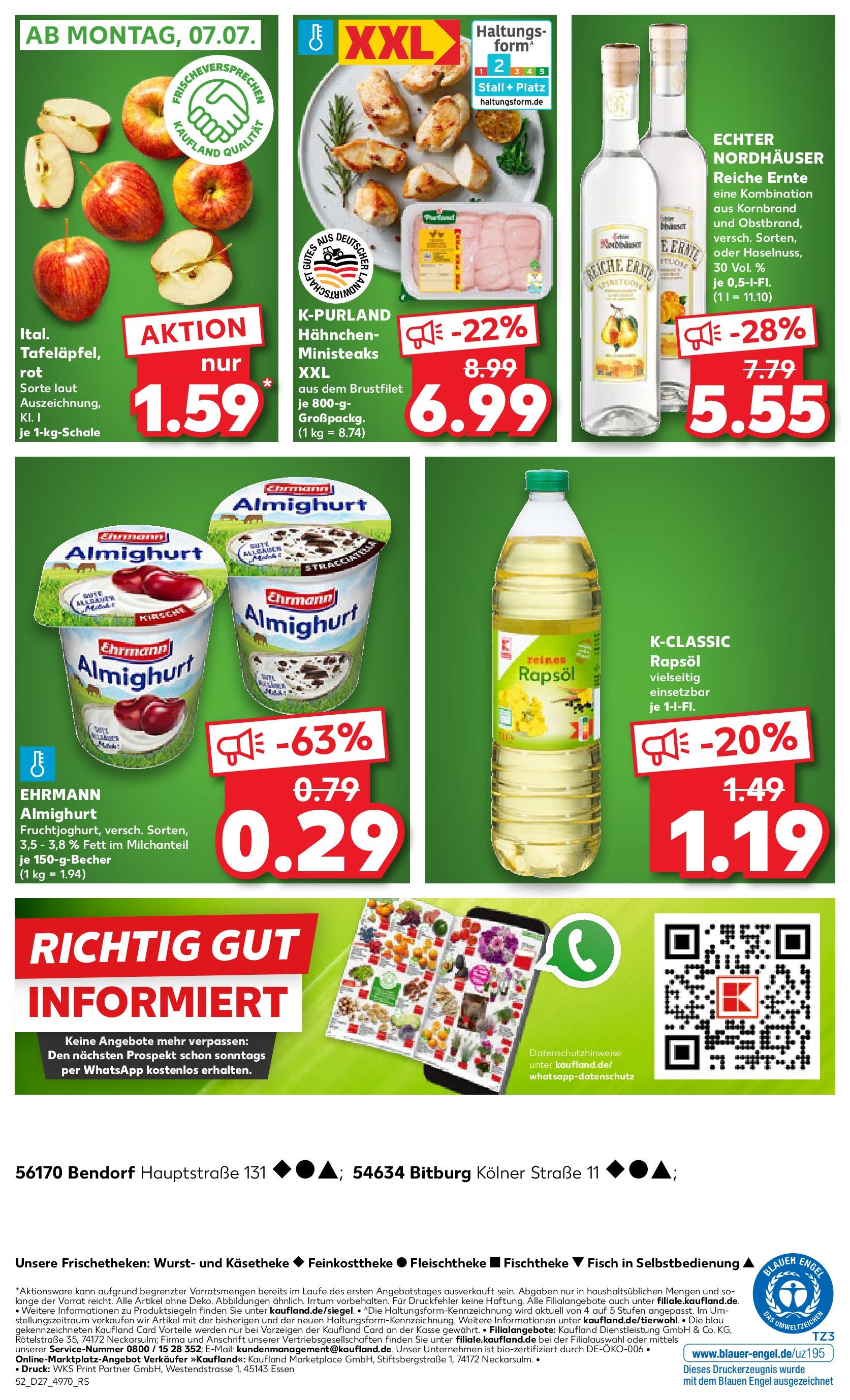 Prospekt Kaufland ab 06.07.2025 » Angebote und Werbung Online | Seite: 5 | Produkte: Hahnchen, Ehrmann almighurt, Rapsöl, Wurst Prospekt Kaufland ab 06.07.2025 » Angebote Online zum Blättern | Seite: 5 | Produkte: Hahnchen, Ehrmann almighurt, Rapsöl, Wurst