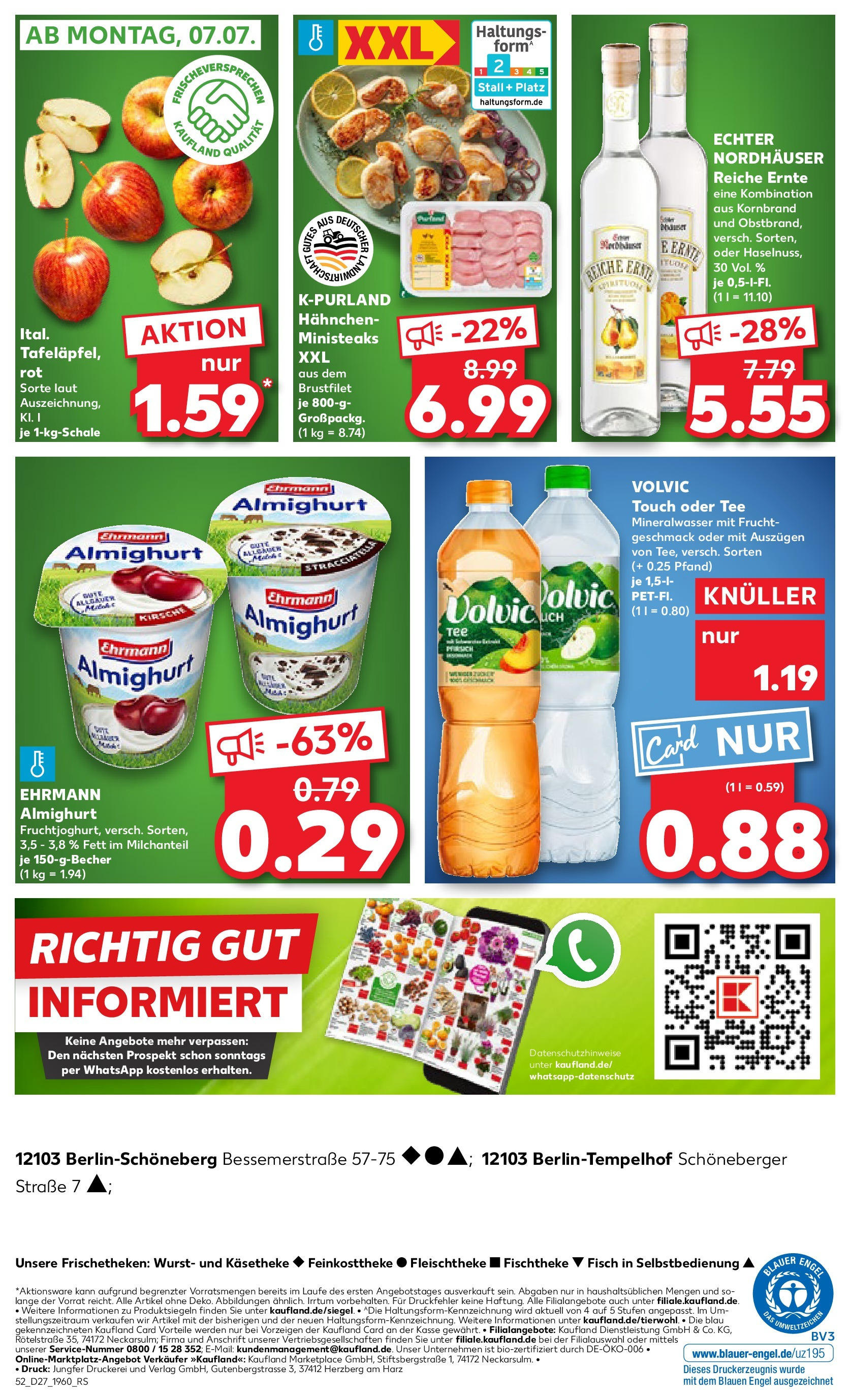 Prospekt Kaufland ab 03.07.2025 » Angebote Online zum Blättern | Seite: 52 | Produkte: Hahnchen, Ehrmann almighurt, Volvic touch, Wurst