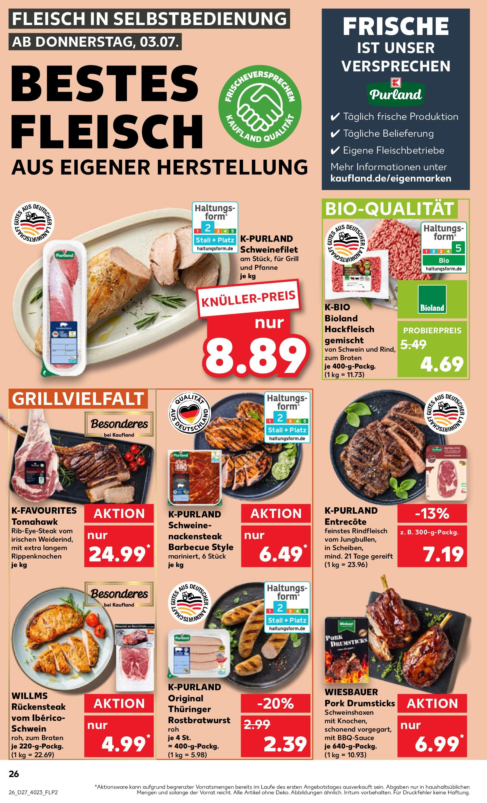 Prospekt Kaufland ab 03.07.2025 » Angebote Online zum Blättern | Seite: 26 | Produkte: Grill, Rindfleisch, Steak, Hackfleisch