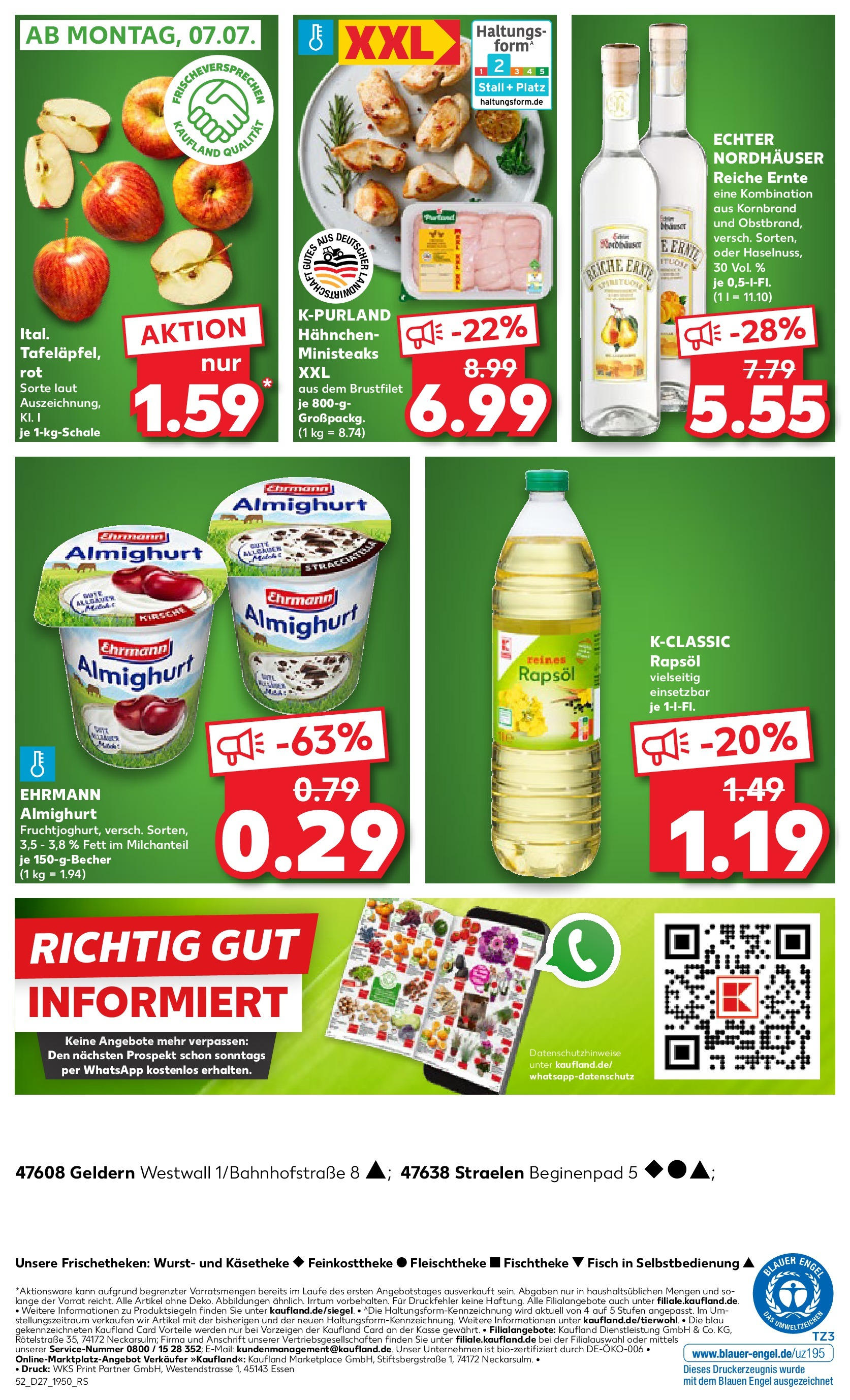 Prospekt Kaufland ab 03.07.2025 » Angebote und Werbung Online | Seite: 52 | Produkte: Hahnchen, Ehrmann almighurt, Rapsöl, Wurst Prospekt Kaufland ab 03.07.2025 » Angebote Online zum Blättern | Seite: 52 | Produkte: Hahnchen, Ehrmann almighurt, Rapsöl, Wurst