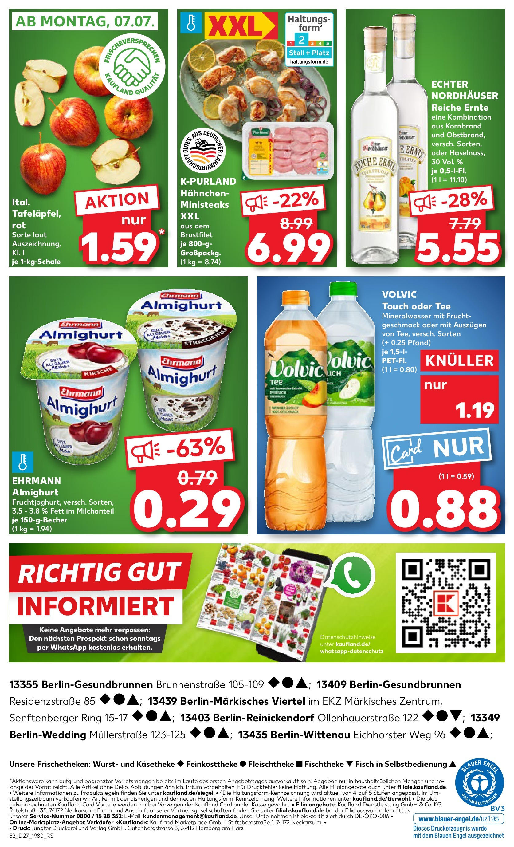 Prospekt Kaufland ab 03.07.2025 » Angebote Online zum Blättern | Seite: 52 | Produkte: Hahnchen, Ehrmann almighurt, Volvic touch, Tee