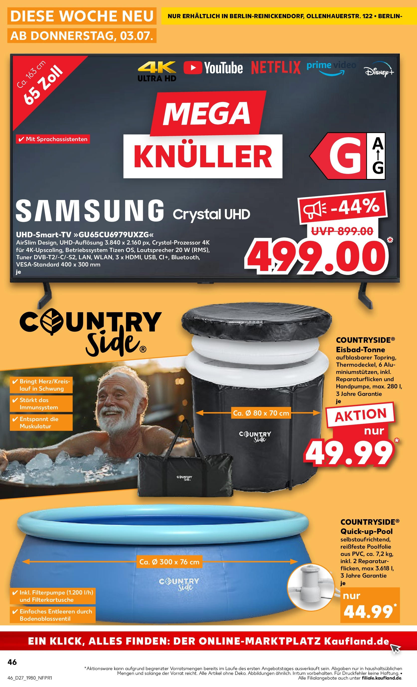 Prospekt Kaufland ab 03.07.2025 » Angebote Online zum Blättern | Seite: 46 | Produkte: Lautsprecher, Samsung, Smart TV, Video
